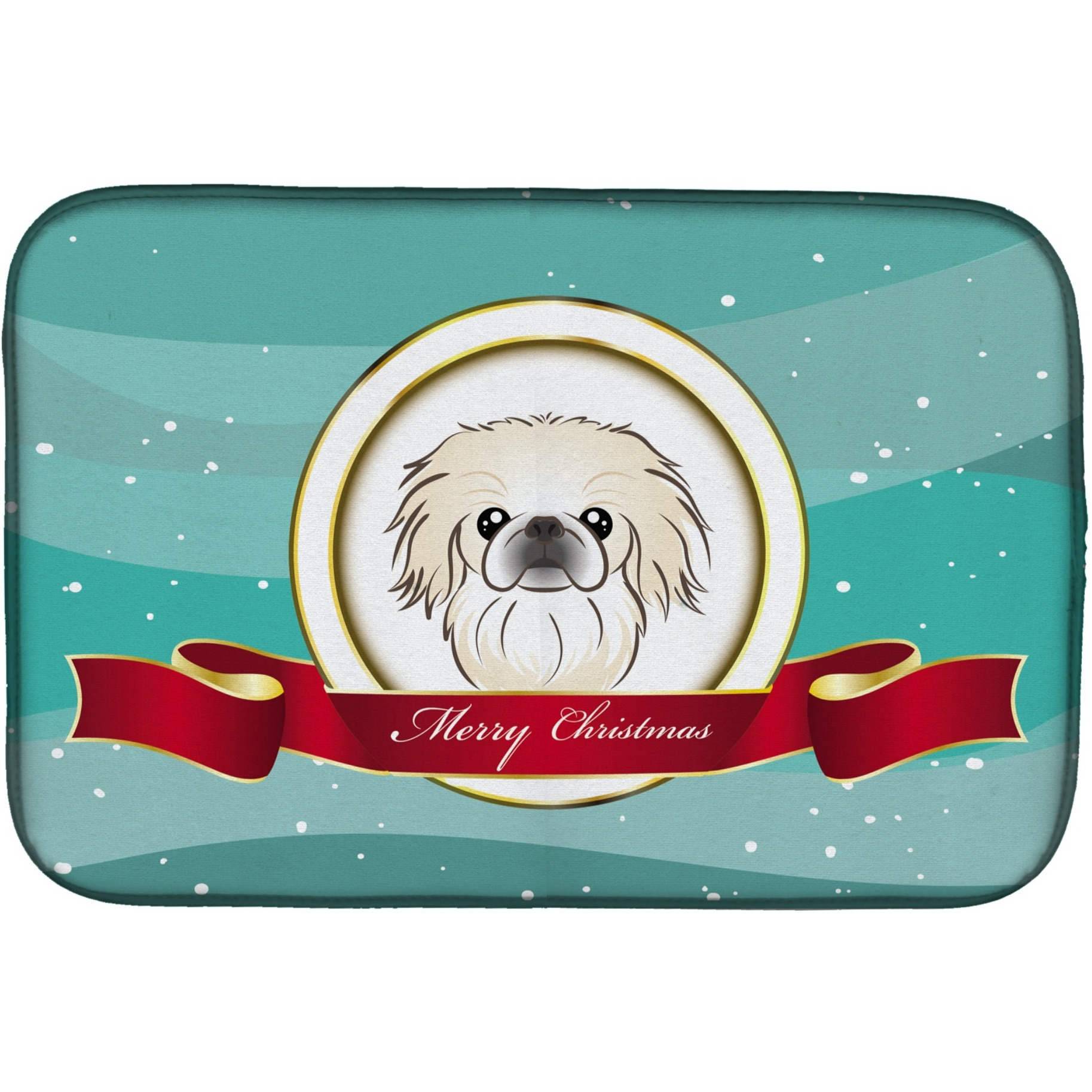 &quotCaroline's Treasures Pekingese Merry Christmas Dish Drying Mat, 14"" x 21"""