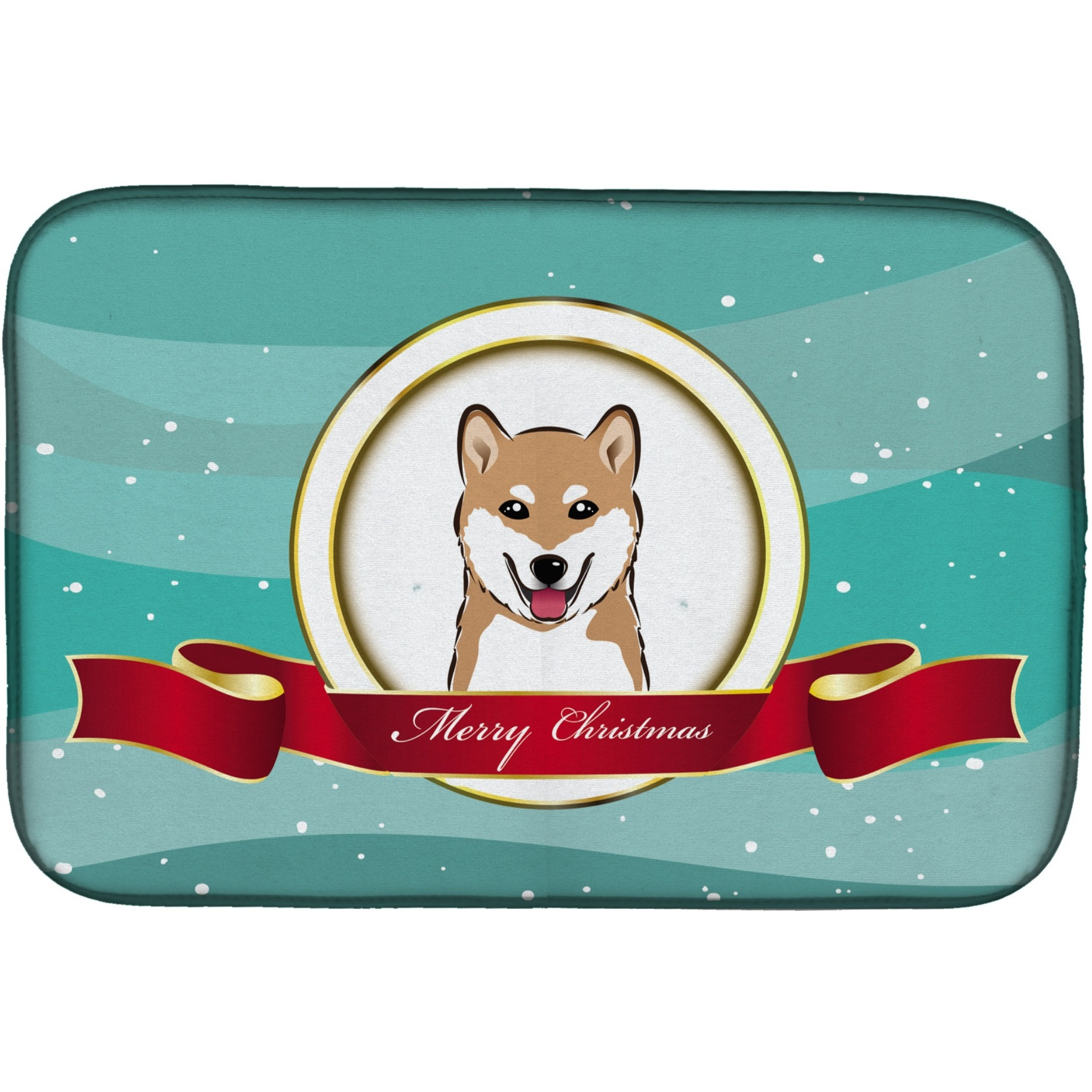 &quotCaroline's Treasures Shiba Inu Merry Christmas Dish Drying Mat, 14"" x 21"""