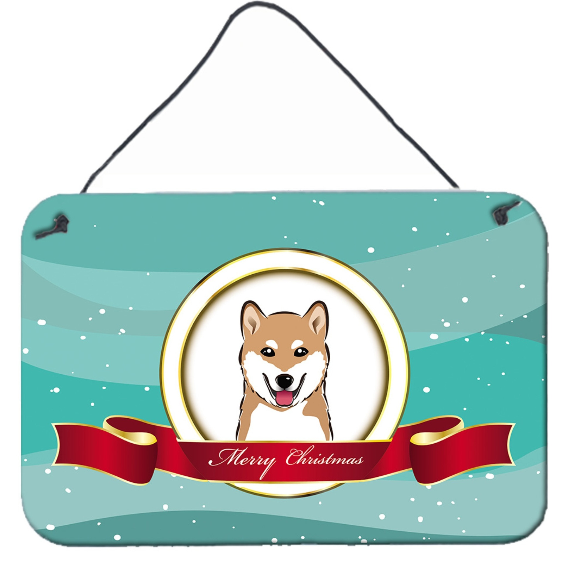 &quotCaroline's Treasures Shiba Inu Merry Christmas Wall or Door Hanging Prints BB1535DS812, 8HX12W"