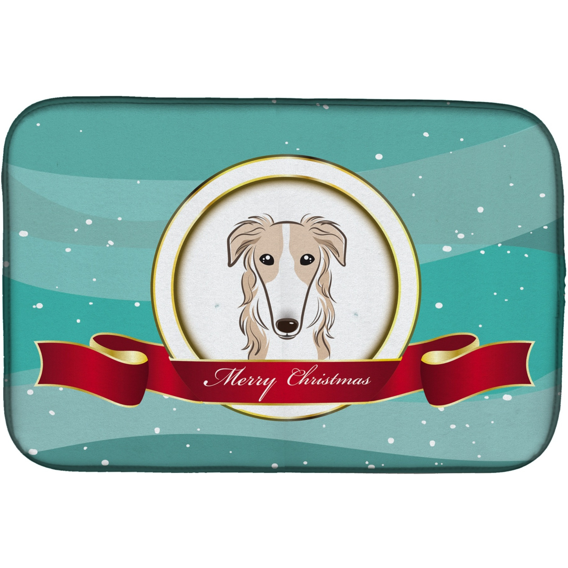 &quotCaroline's Treasures Borzoi Merry Christmas Dish Drying Mat, 14"" x 21"""