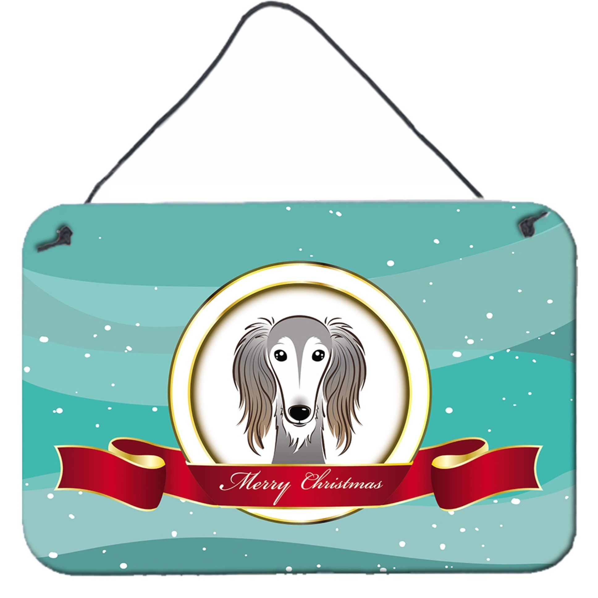 &quotCaroline's Treasures Saluki Merry Christmas Wall or Door Hanging Prints BB1539DS812, 8HX12W"