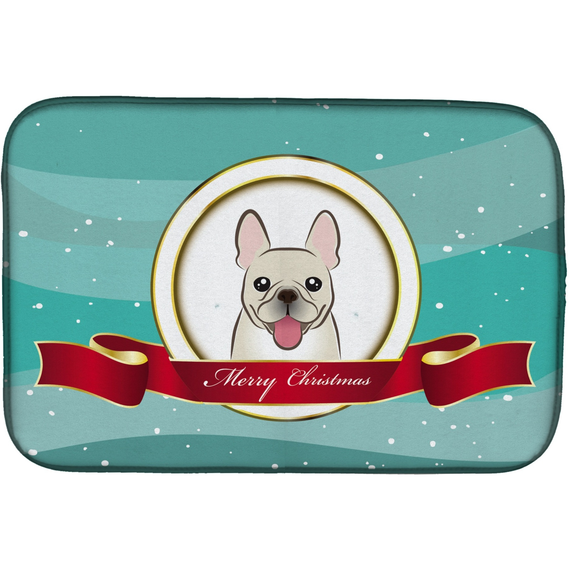 &quotCaroline's Treasures French Bulldog Merry Christmas Dish Drying Mat, 14"" x 21"""