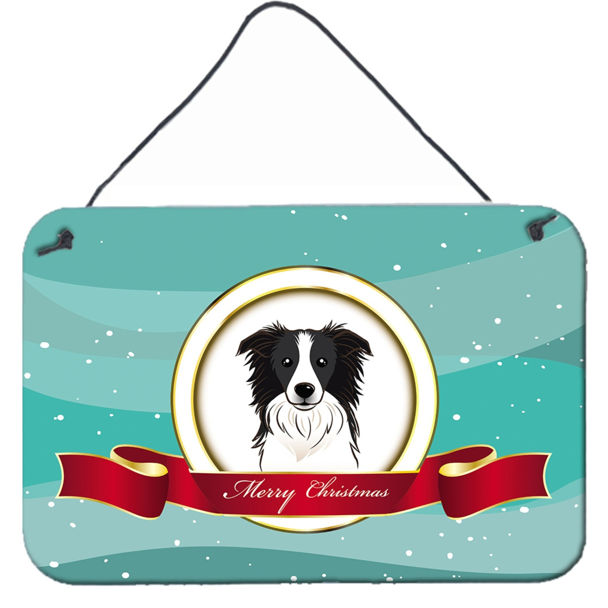 &quotCaroline's Treasures Border Collie Merry Christmas Wall or Door Hanging Prints BB1551DS812, 8HX12W, Multicolor"