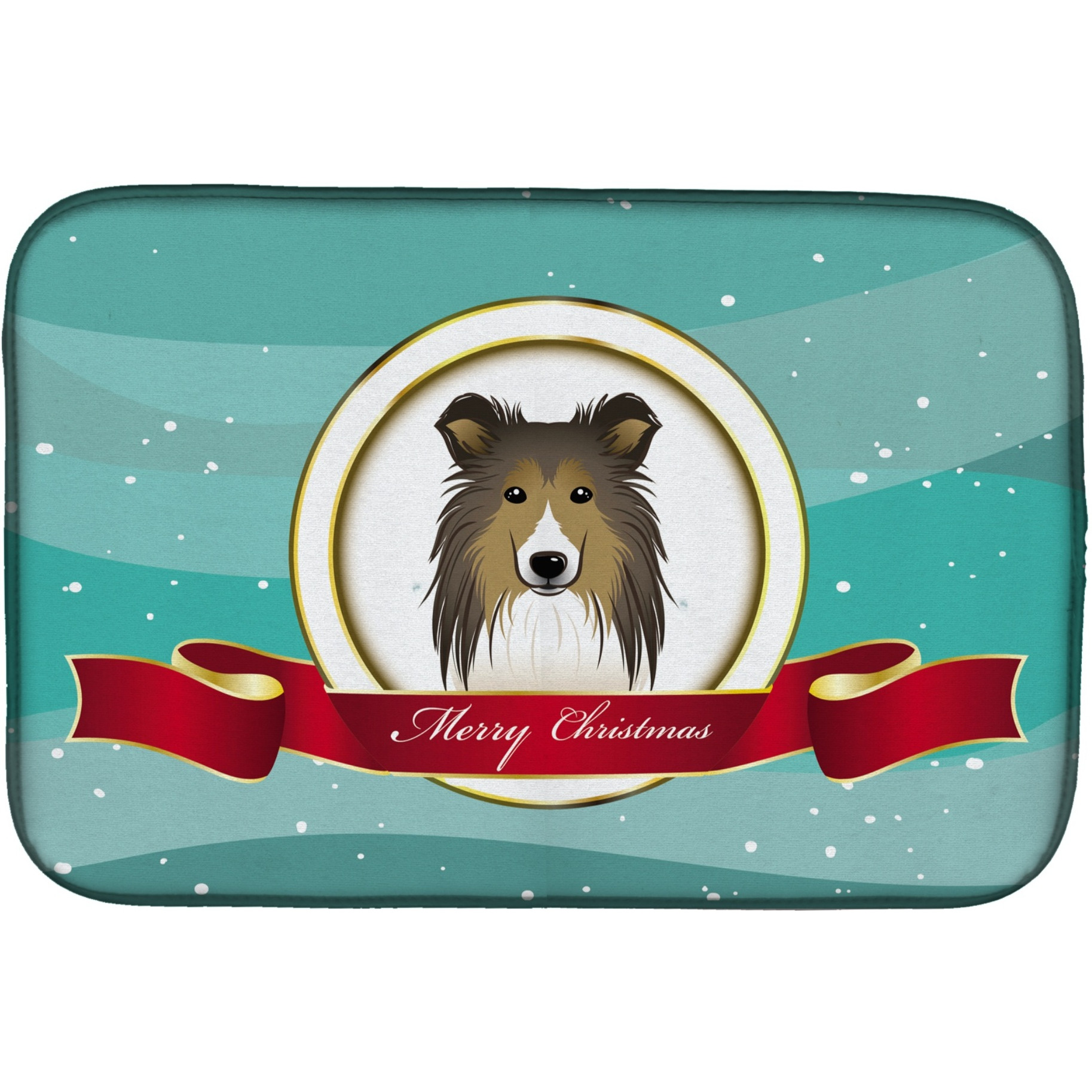 &quotCaroline's Treasures Sheltie Merry Christmas Dish Drying Mat, 14"" x 21"""