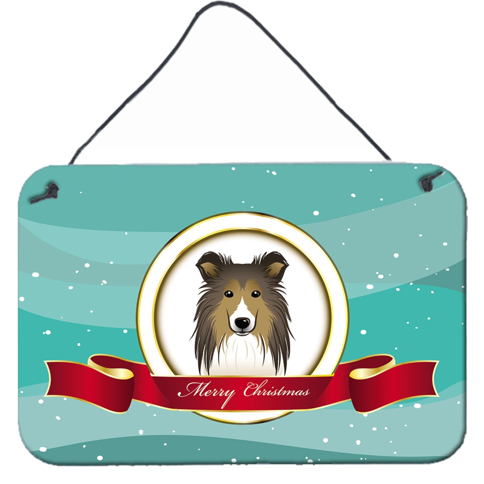 &quotCaroline's Treasures Sheltie Merry Christmas Wall or Door Hanging Prints BB1552DS812, 8HX12W"