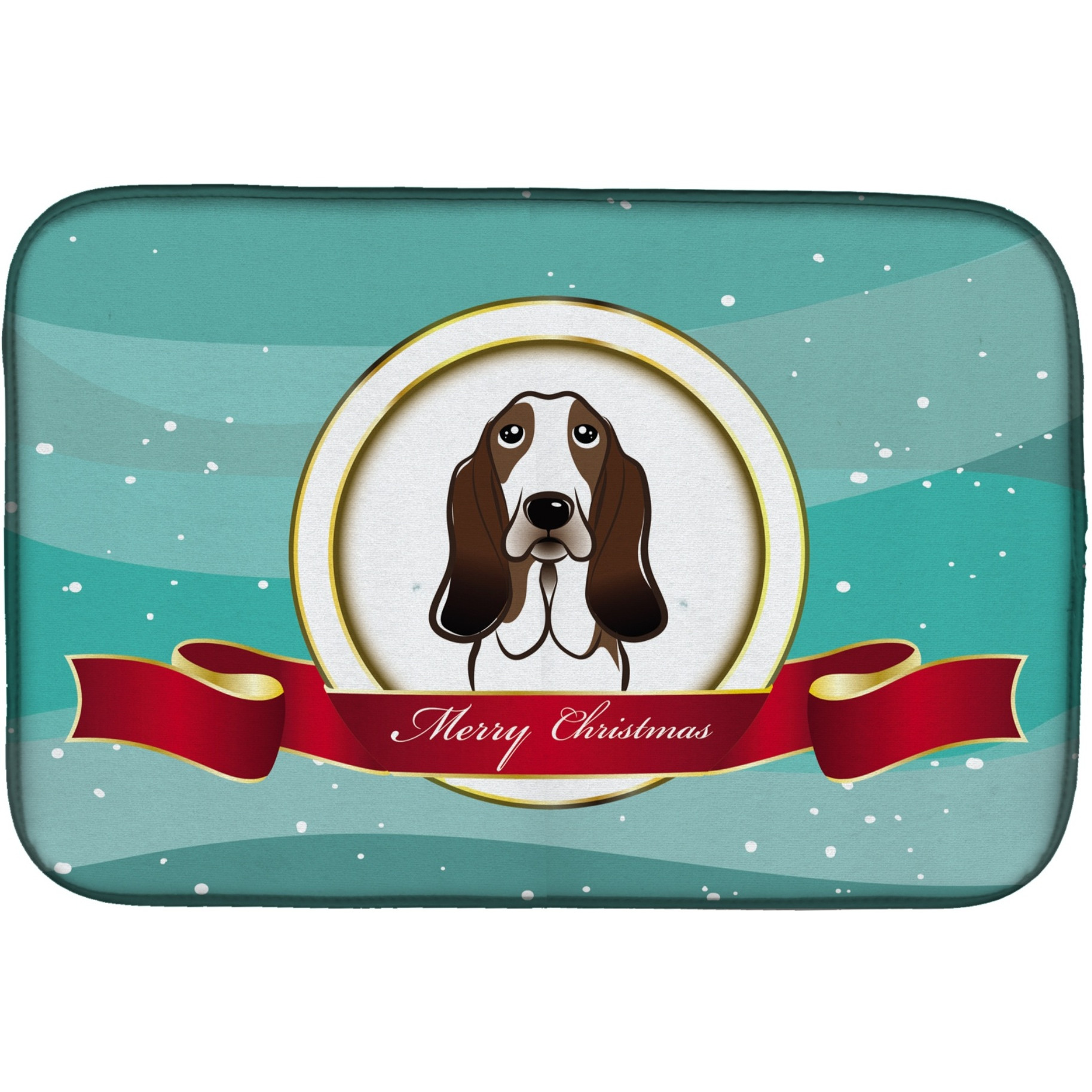 &quotCaroline's Treasures Basset Hound Merry Christmas Dish Drying Mat, 14"" x 21"""