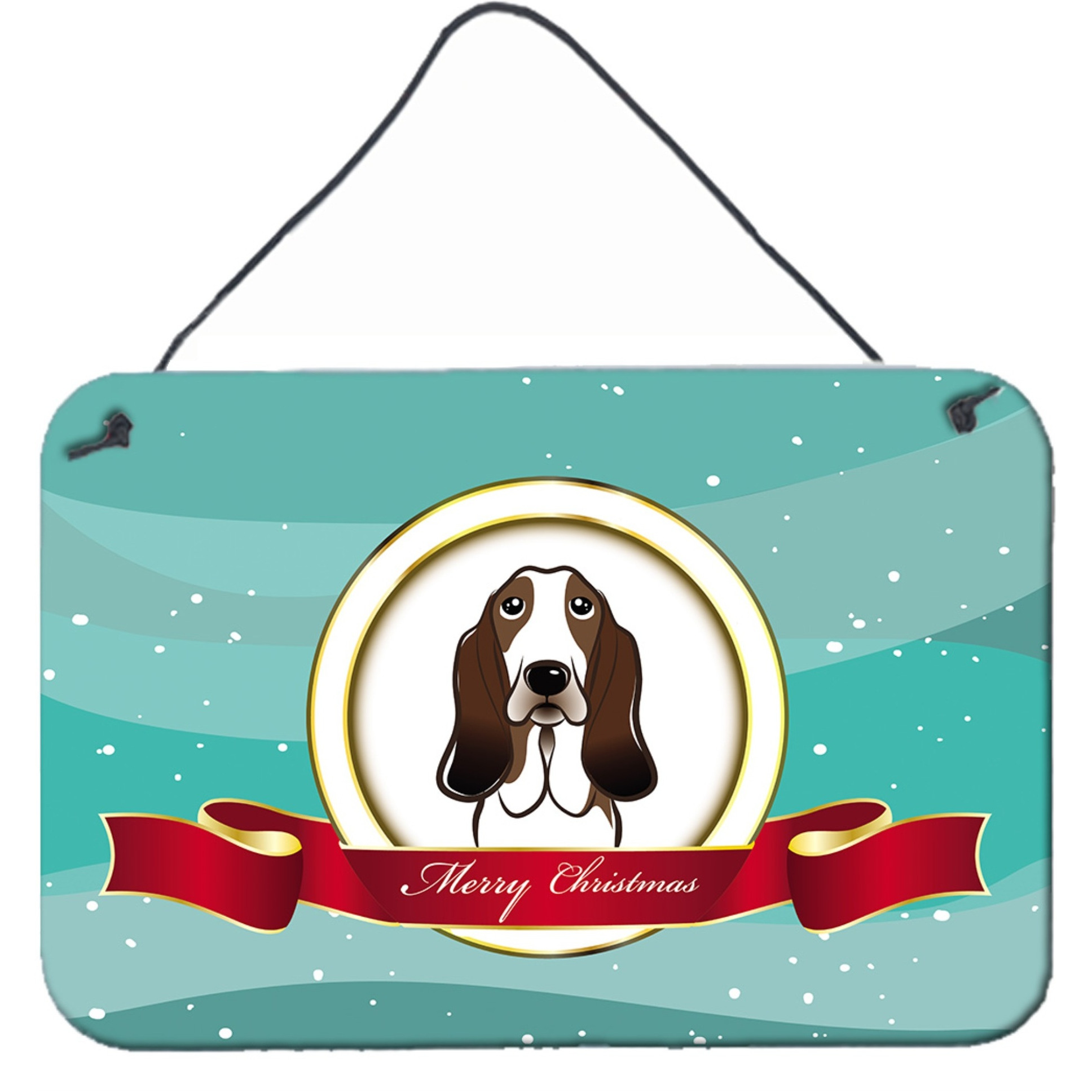 &quotCaroline's Treasures Basset Hound Merry Christmas Wall or Door Hanging Prints BB1553DS812, 8HX12W, Multicolor"