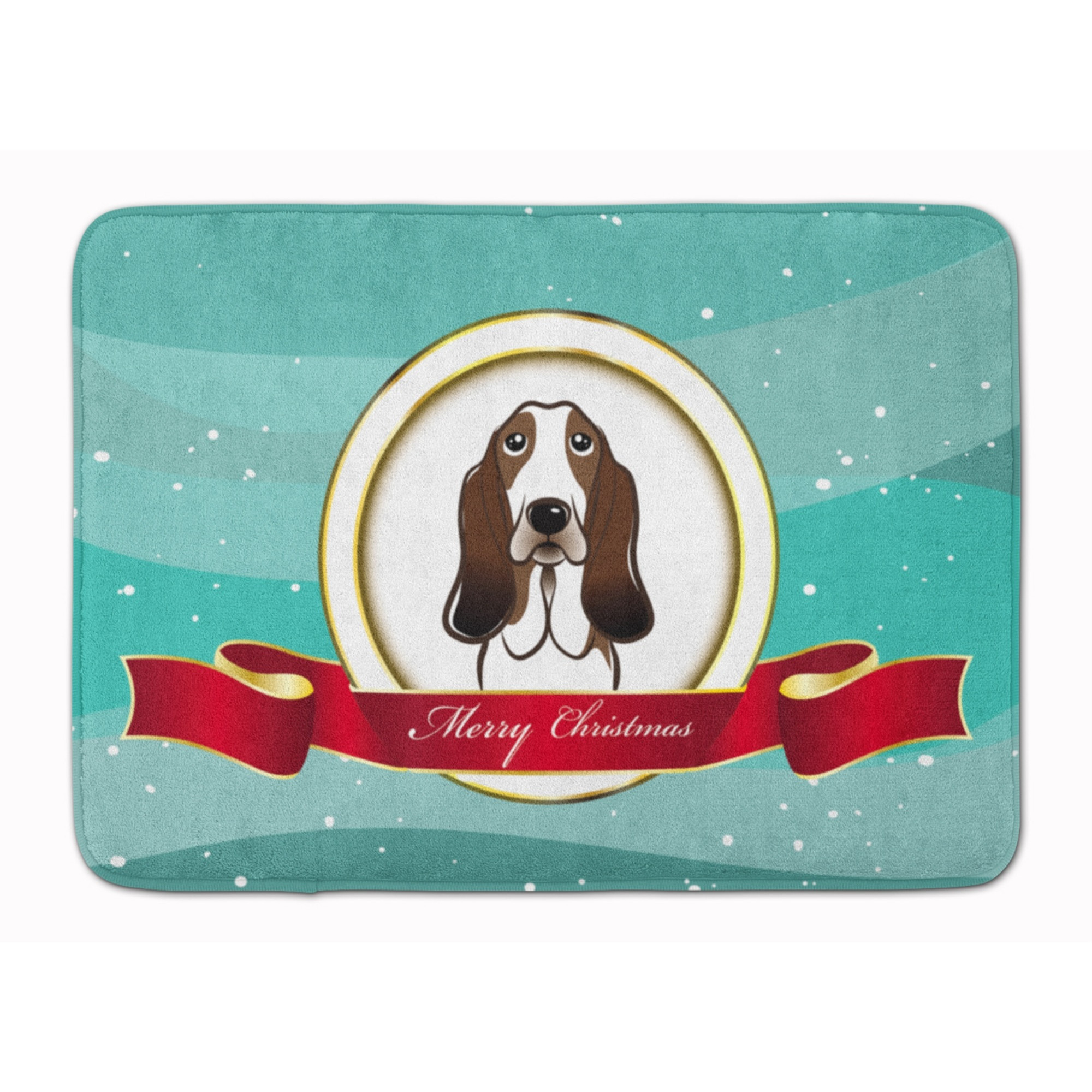&quotCaroline's Treasures Basset Hound Merry Christmas Floor Mat, 19"" x 27"", Multicolor"