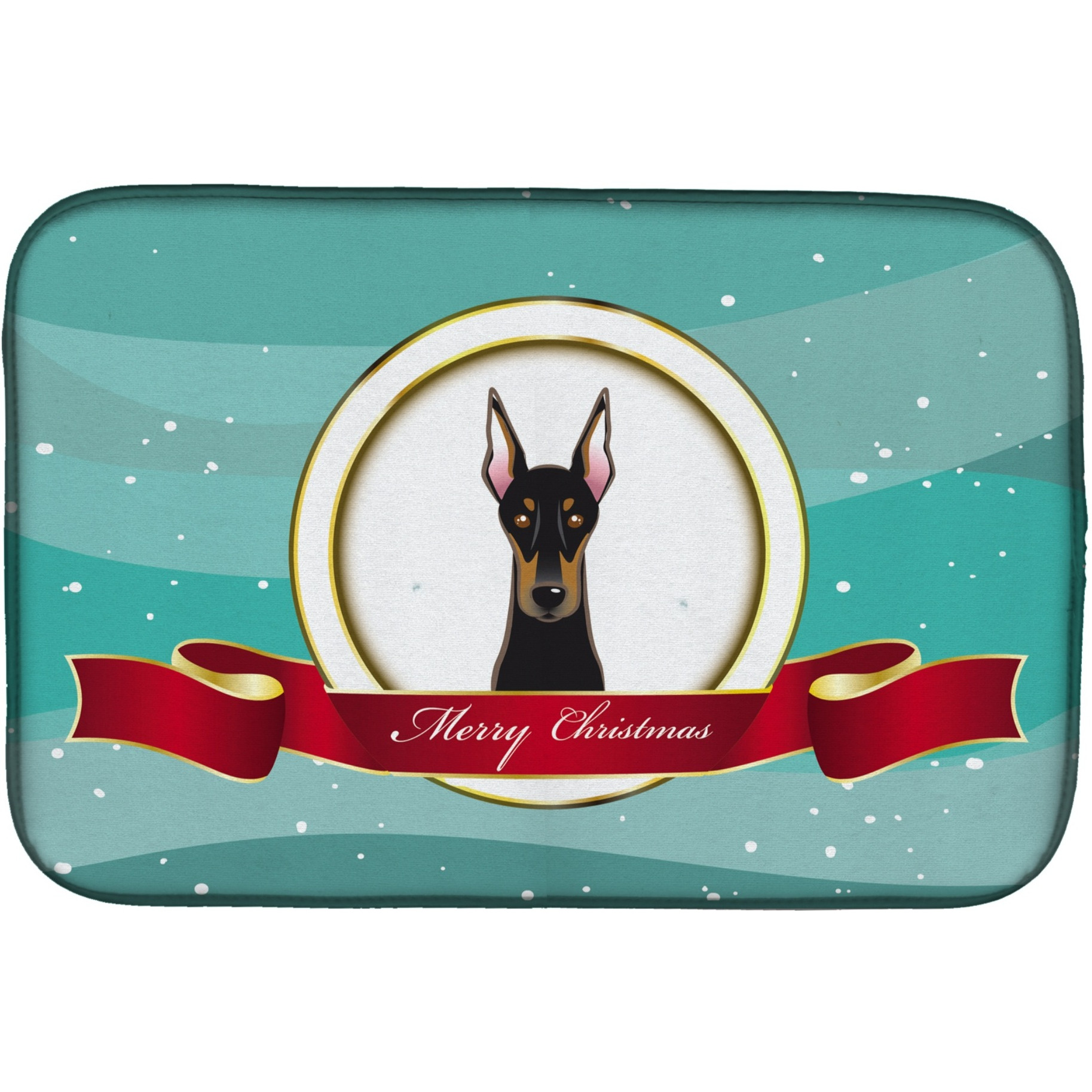 &quotCaroline's Treasures Doberman Merry Christmas Dish Drying Mat, 14"" x 21"""
