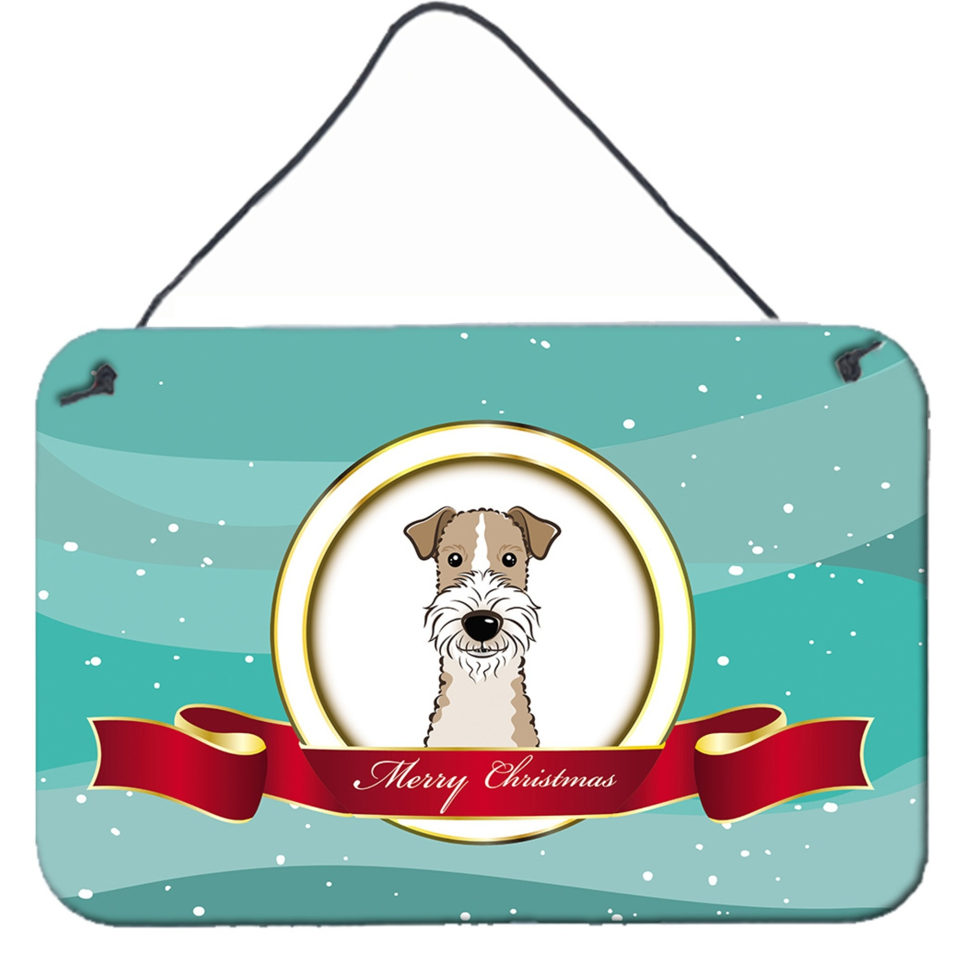 &quotCaroline's Treasures Wire Haired Fox Terrier Merry Christmas Wall or Door Hanging Prints BB1557DS812, 8HX12W"