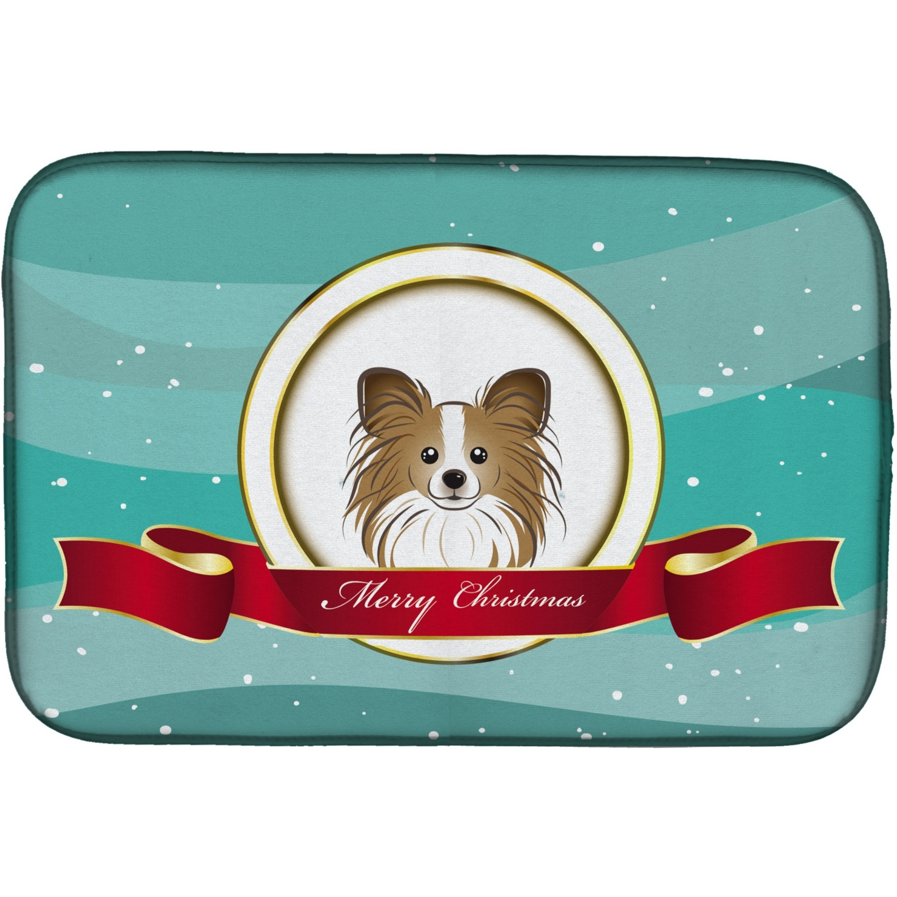 &quotCaroline's Treasures Papillon Merry Christmas Dish Drying Mat, 14"" x 21"""