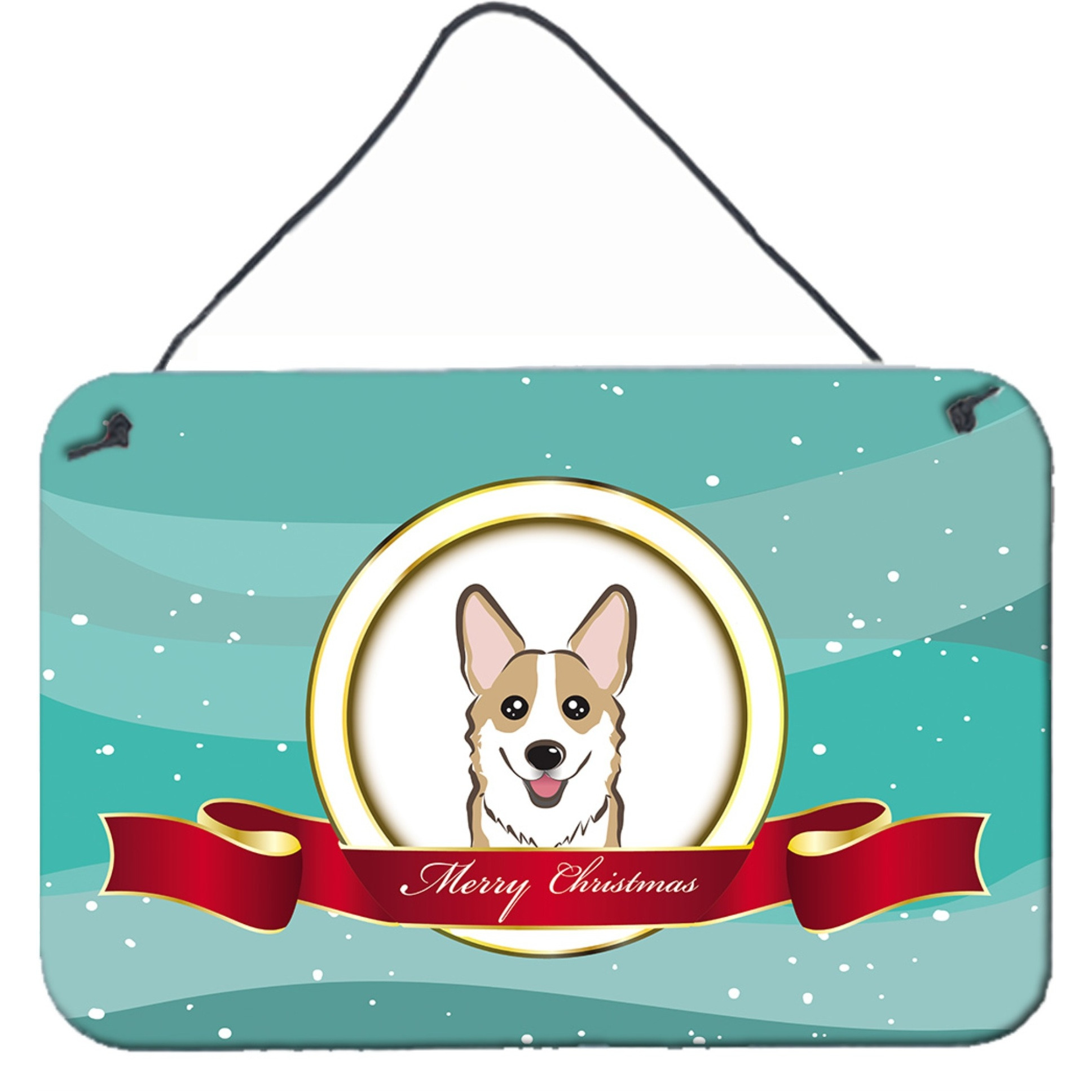 &quotCaroline's Treasures Sable Corgi Merry Christmas Wall or Door Hanging Prints BB1563DS812, 8HX12W, Multicolor"