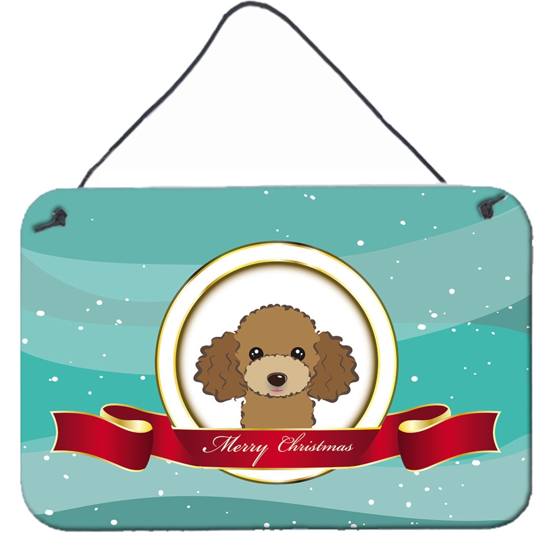 &quotCaroline's Treasures Chocolate Brown Poodle Merry Christmas Wall or Door Hanging Prints BB1566DS812, 8HX12W, Multicolor"