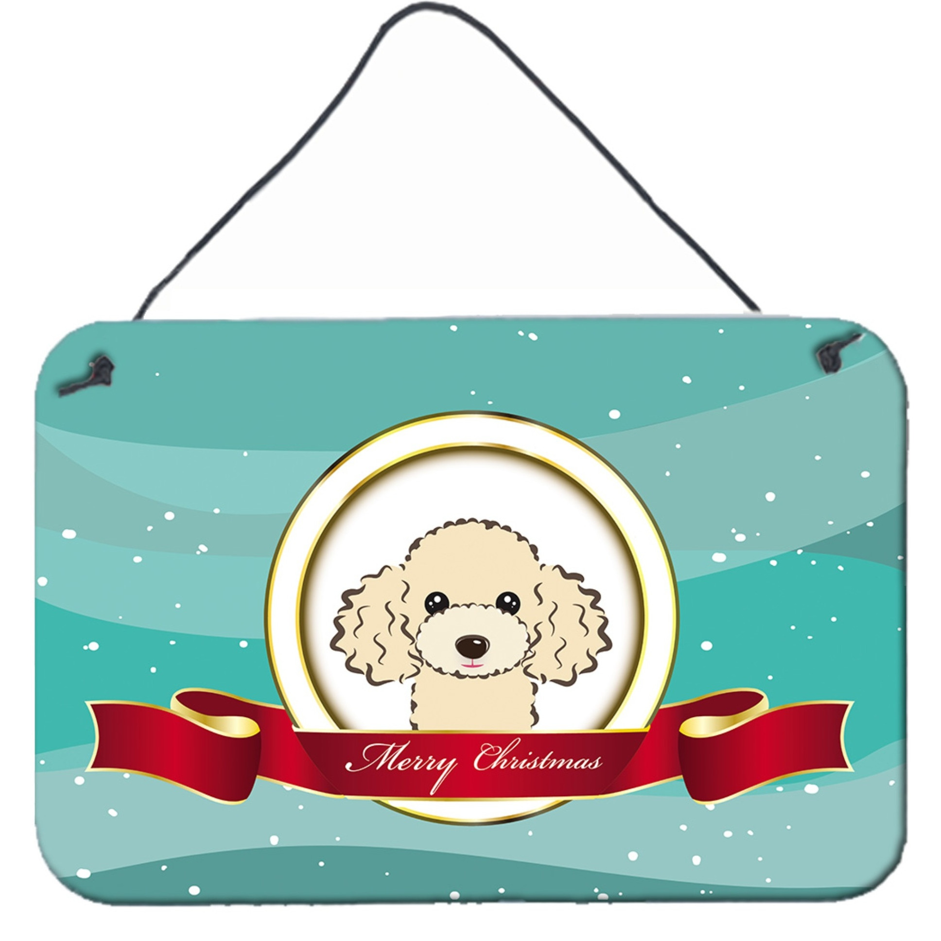 &quotCaroline's Treasures Buff Poodle Merry Christmas Wall or Door Hanging Prints BB1568DS812, 8HX12W"