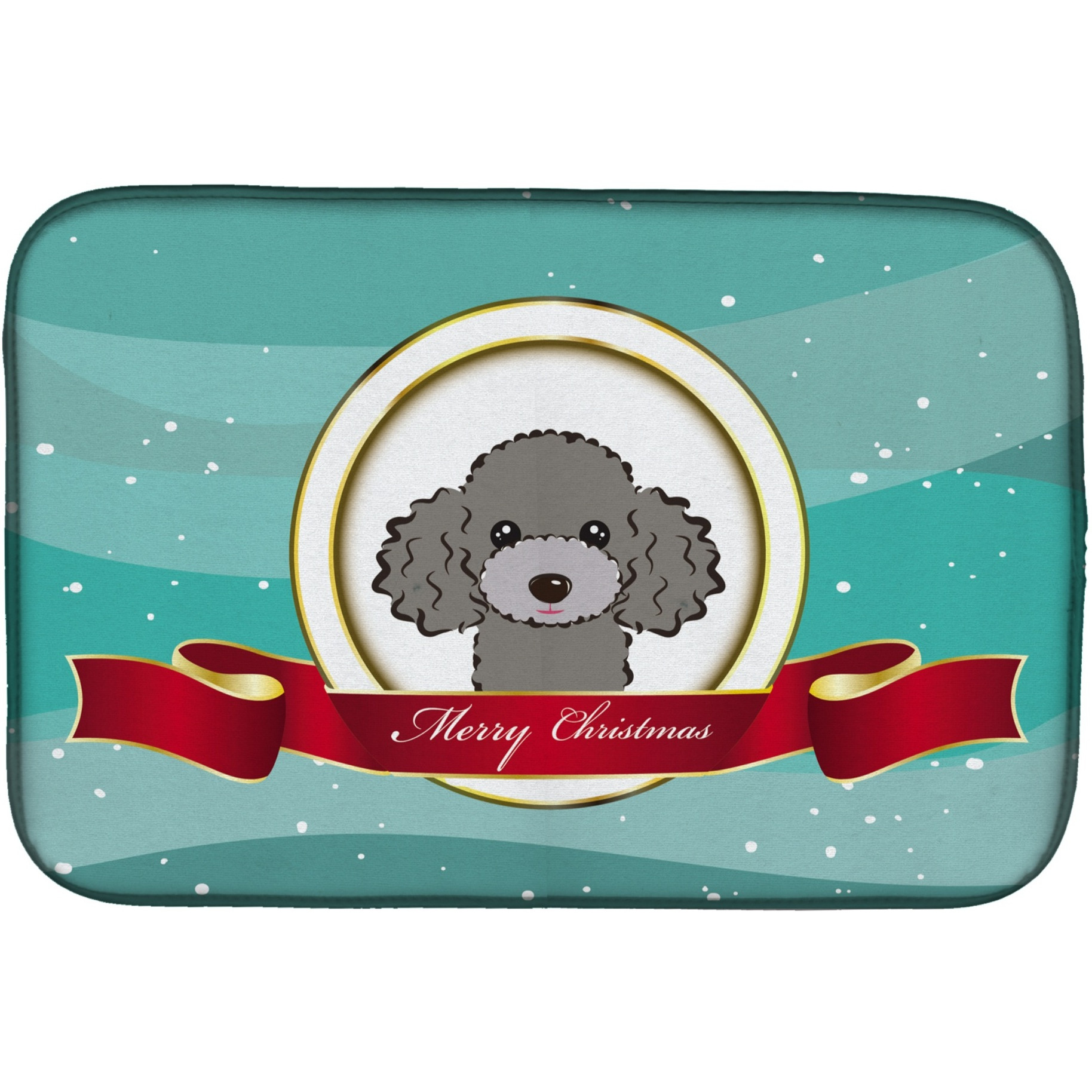 &quotCaroline's Treasures Silver Gray Poodle Merry Christmas Dish Drying Mat, 14 x 21"