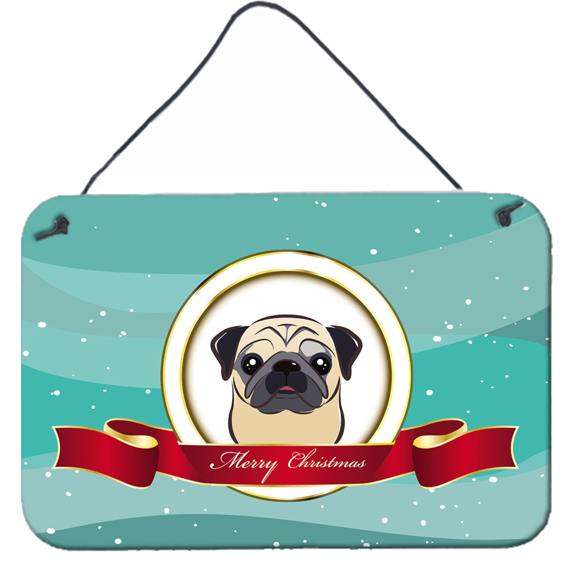 &quotCaroline's Treasures Fawn Pug Merry Christmas Wall or Door Hanging Prints BB1572DS812, 8HX12W, Multicolor"