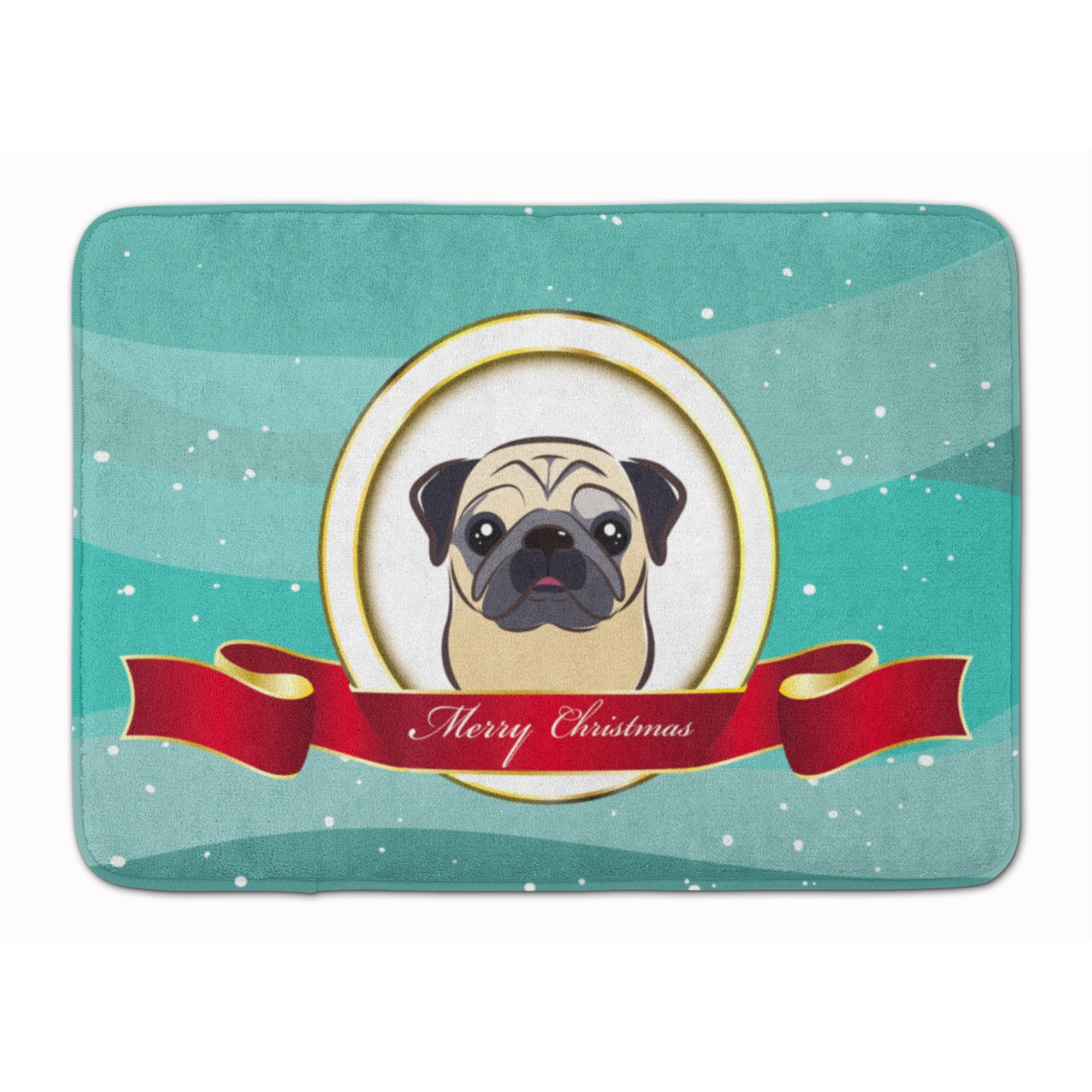 &quotCaroline's Treasures Fawn Pug Merry Christmas Floor Mat, 19"" x 27"", Multicolor"