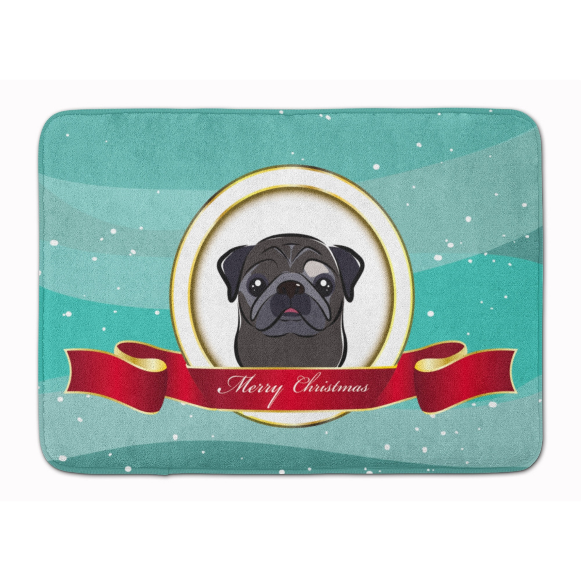 &quotCaroline's Treasures Black Pug Merry Christmas Floor Mat, 19"" x 27"", Multicolor"