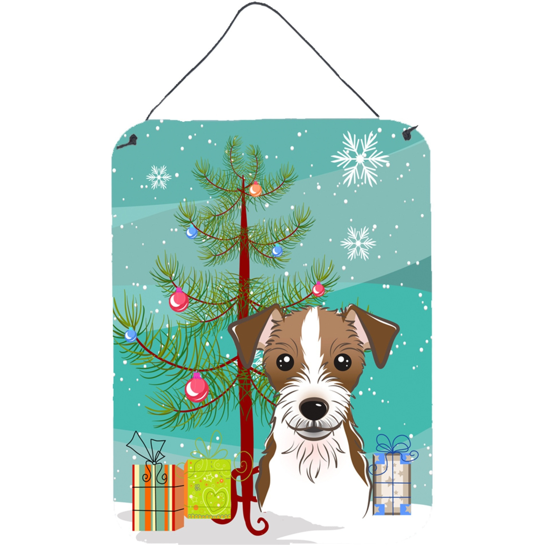 &quotCaroline's Treasures Christmas Tree and Jack Russell Terrier Wall or Door Hanging Prints BB1574DS1216, 16HX12W, Multicolor"