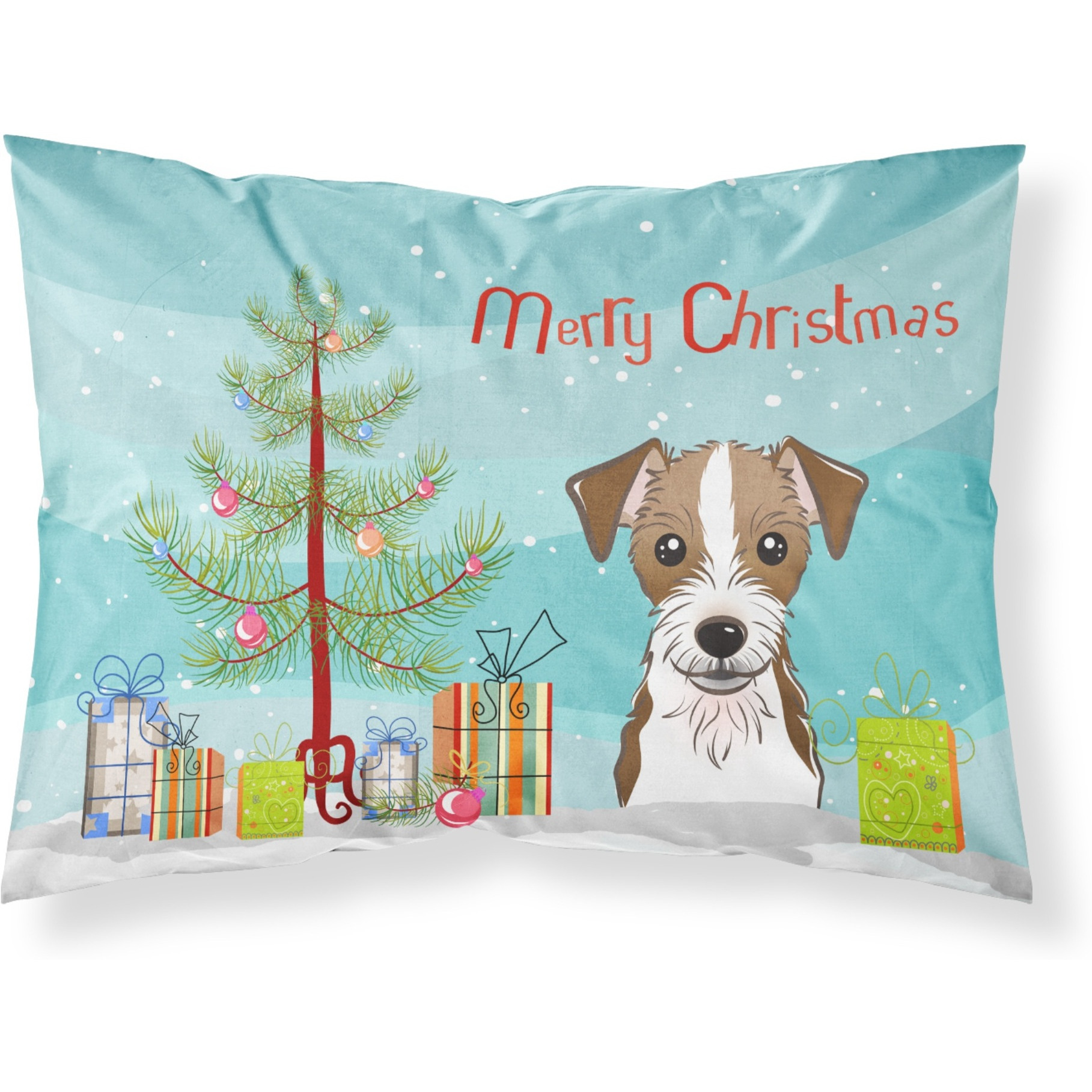 &quotCaroline's Treasures BB1574PILLOWCASE Christmas Tree And Jack Russell Terrier Fabric Standard Pillowcase, Large, Multicolor"