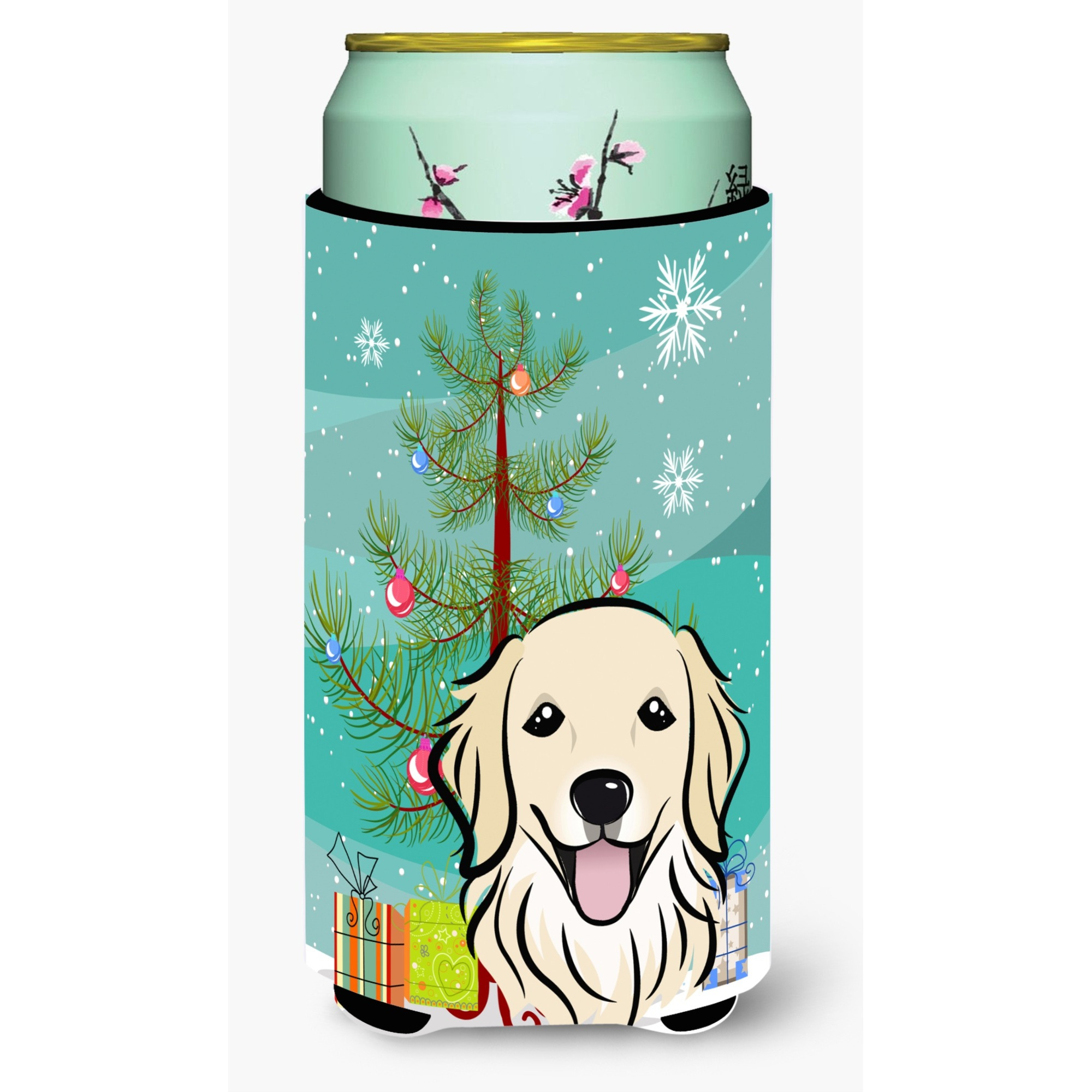 &quotCaroline's Treasures BB1577TBC Christmas Tree and Golden Retriever Tall Boy Koozie Hugger, Multicolor"