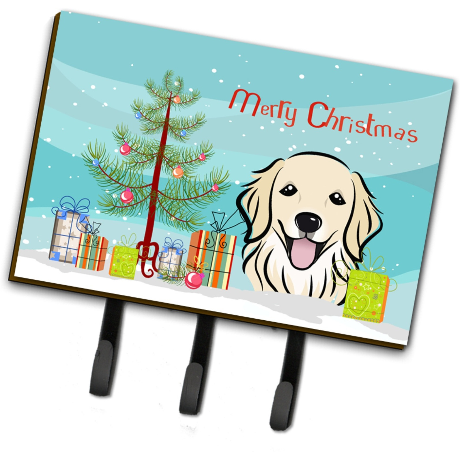 &quotCaroline's Treasures BB1577TH68 Christmas Tree and Golden Retriever Leash or Key Holder, Large, Multicolor"