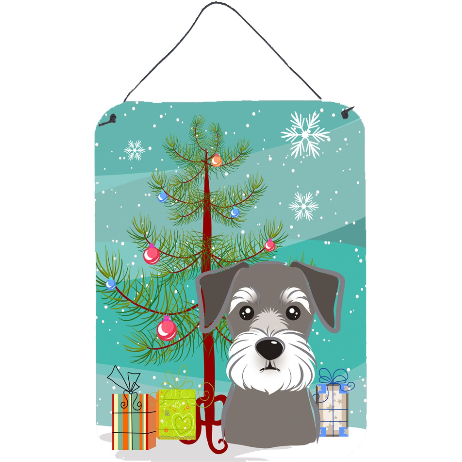 &quotCaroline's Treasures Christmas Tree and Schnauzer Wall or Door Hanging Prints BB1578DS1216, 16HX12W, Multicolor"