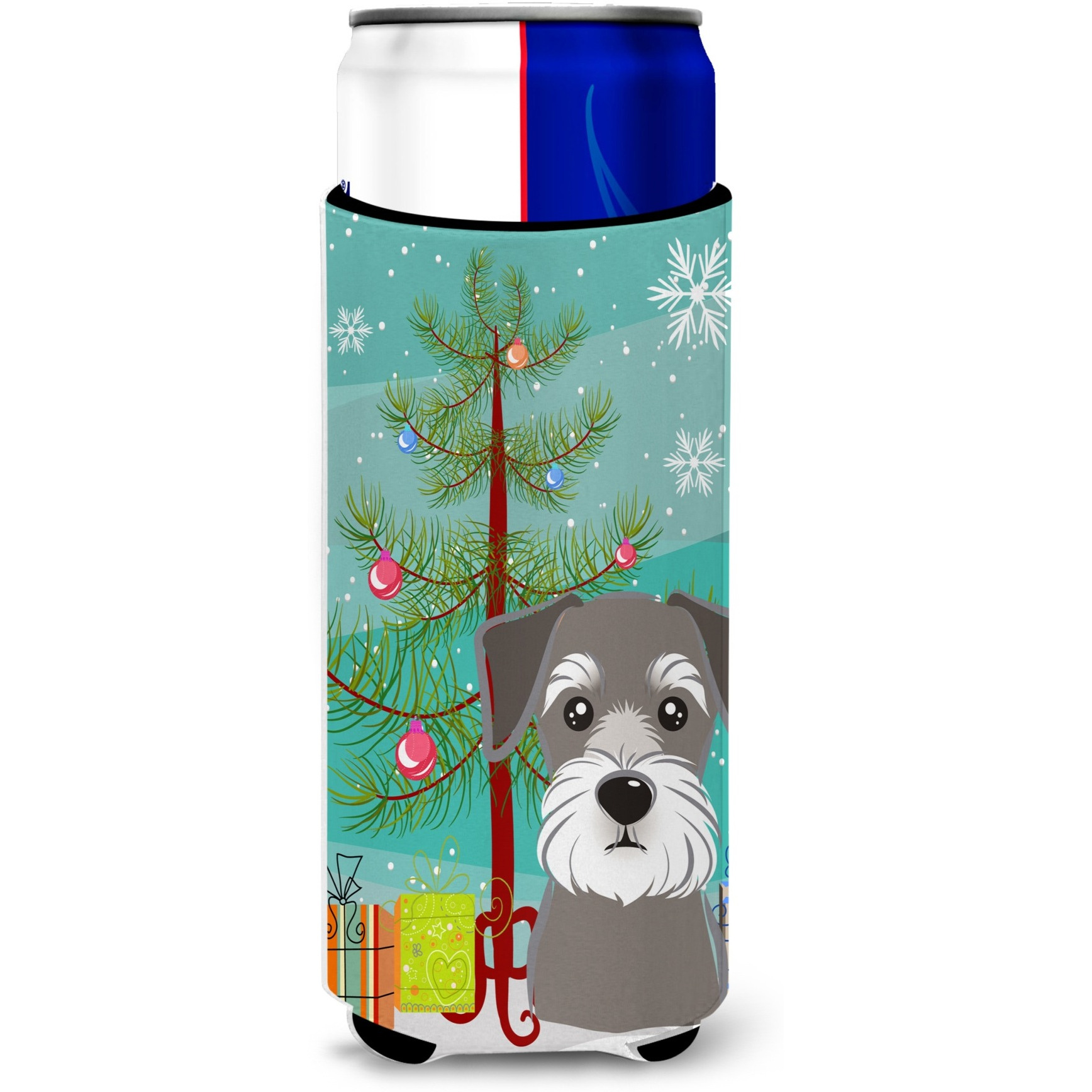 &quotCaroline's Treasures Christmas Tree and Schnauzer Michelob Ultra Koozies for Slim Cans, Multicolor"