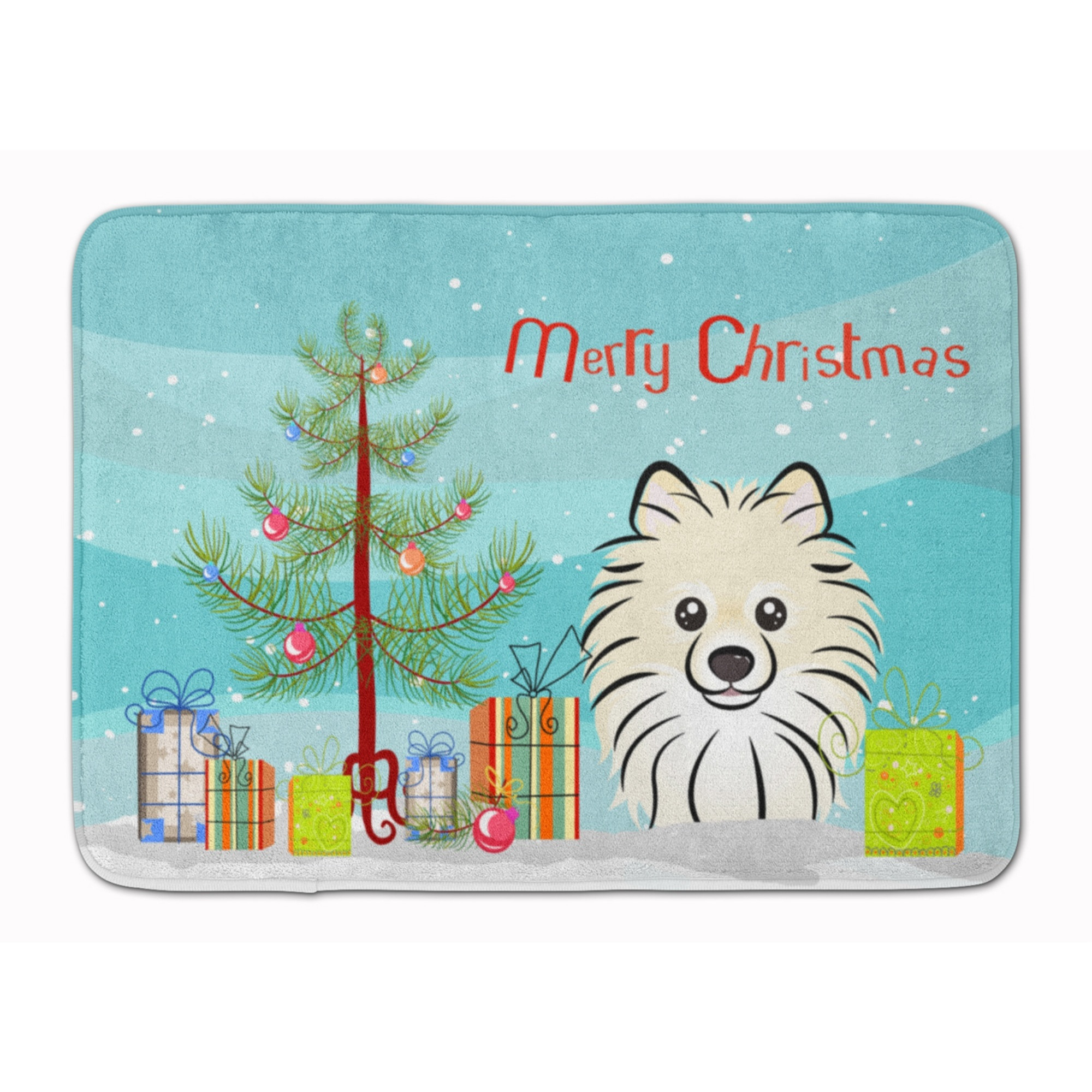 &quotCaroline's Treasures Christmas Tree and Pomeranian Floor Mat, 19"" x 27"", Multicolor"
