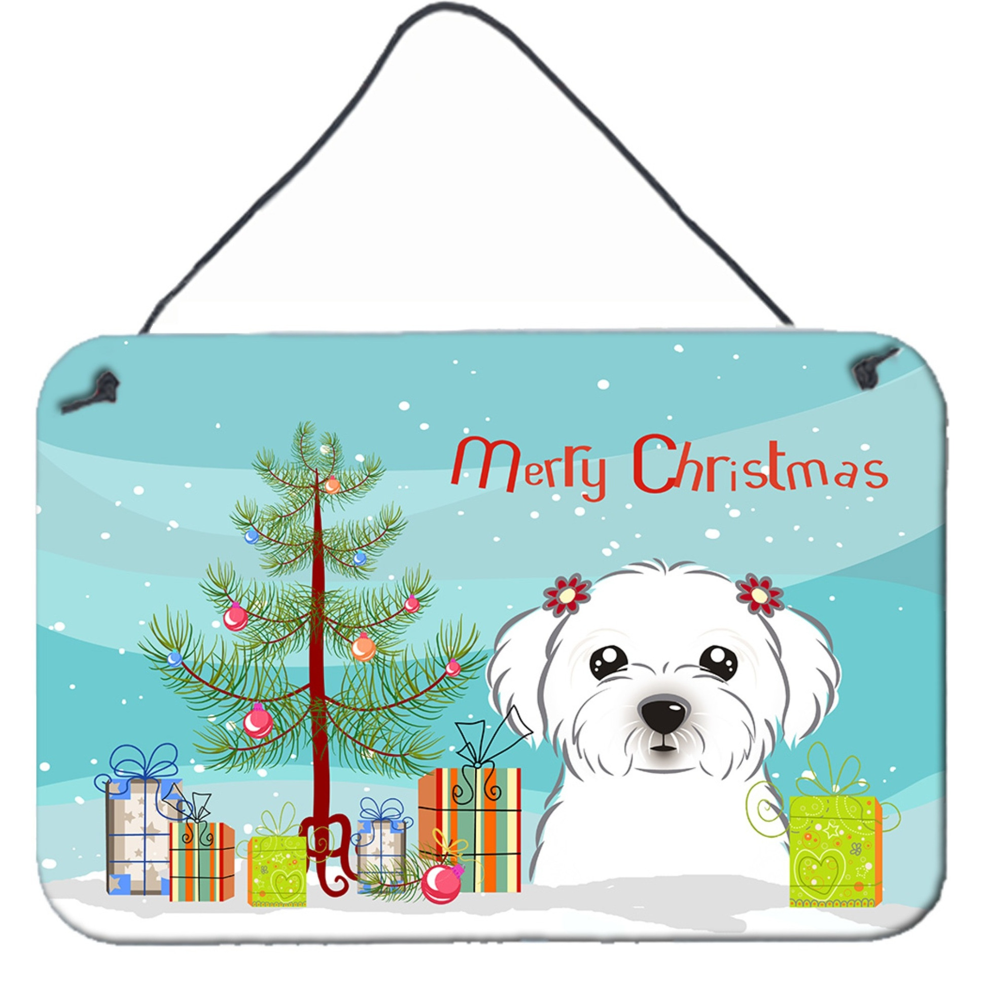 &quotCaroline's Treasures Christmas Tree and Maltese Wall or Door Hanging Prints BB1580DS812, 8HX12W, Multicolor"