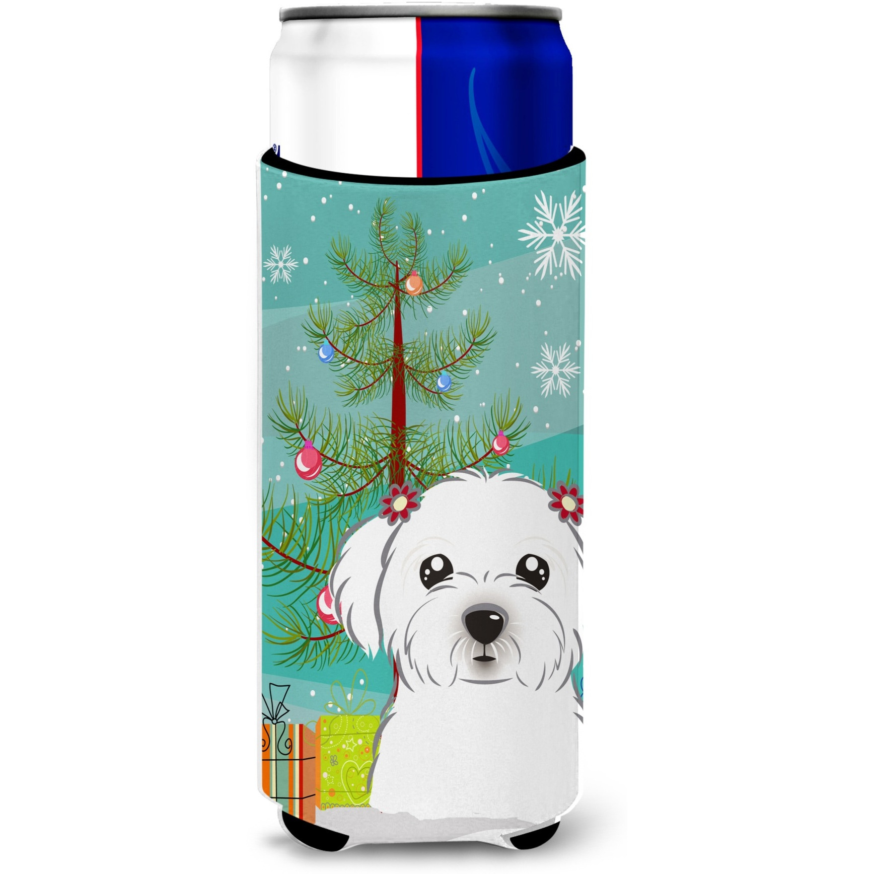 &quotCaroline's Treasures Christmas Tree and Maltese Michelob Ultra Koozies for Slim Cans, Multicolor"