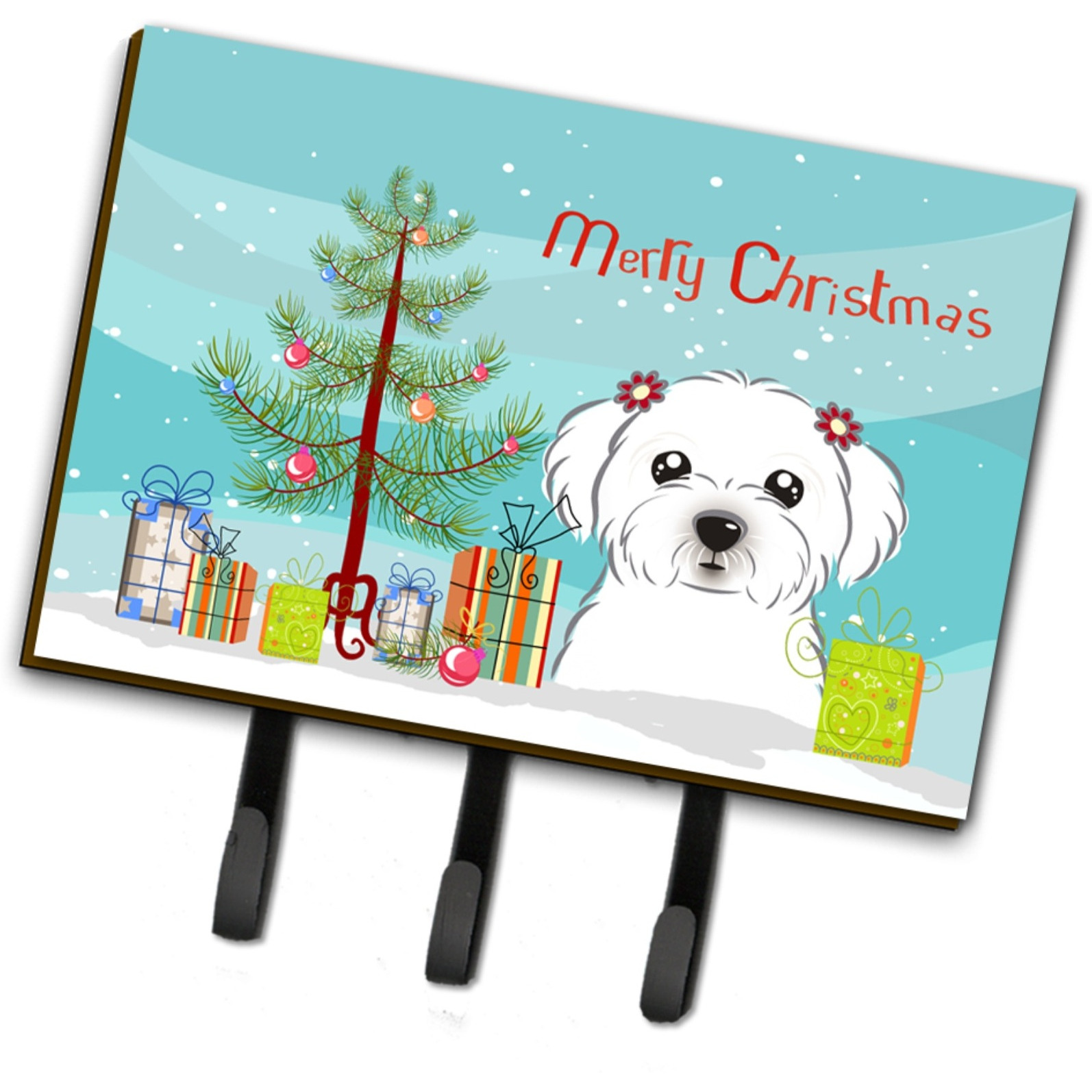 &quotCaroline's Treasures BB1580TH68 Christmas Tree and Maltese Leash or Key Holder, Large, Multicolor"
