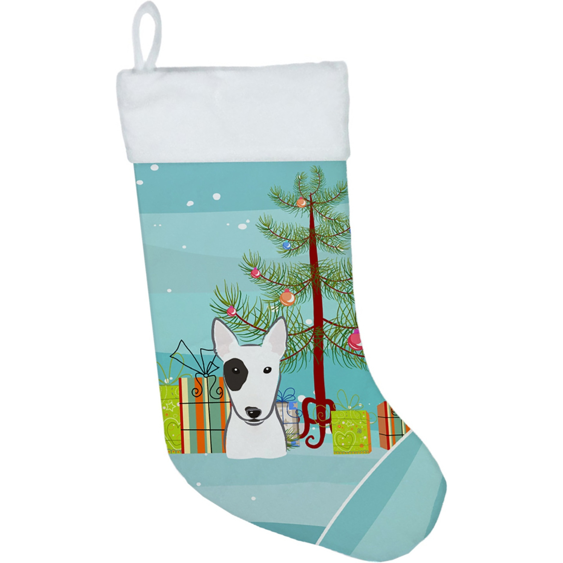 &quotCaroline's Treasures Tree and Bull Terrier Christmas, Holiday Stocking, decoration, 11 x 18, Multicolor"