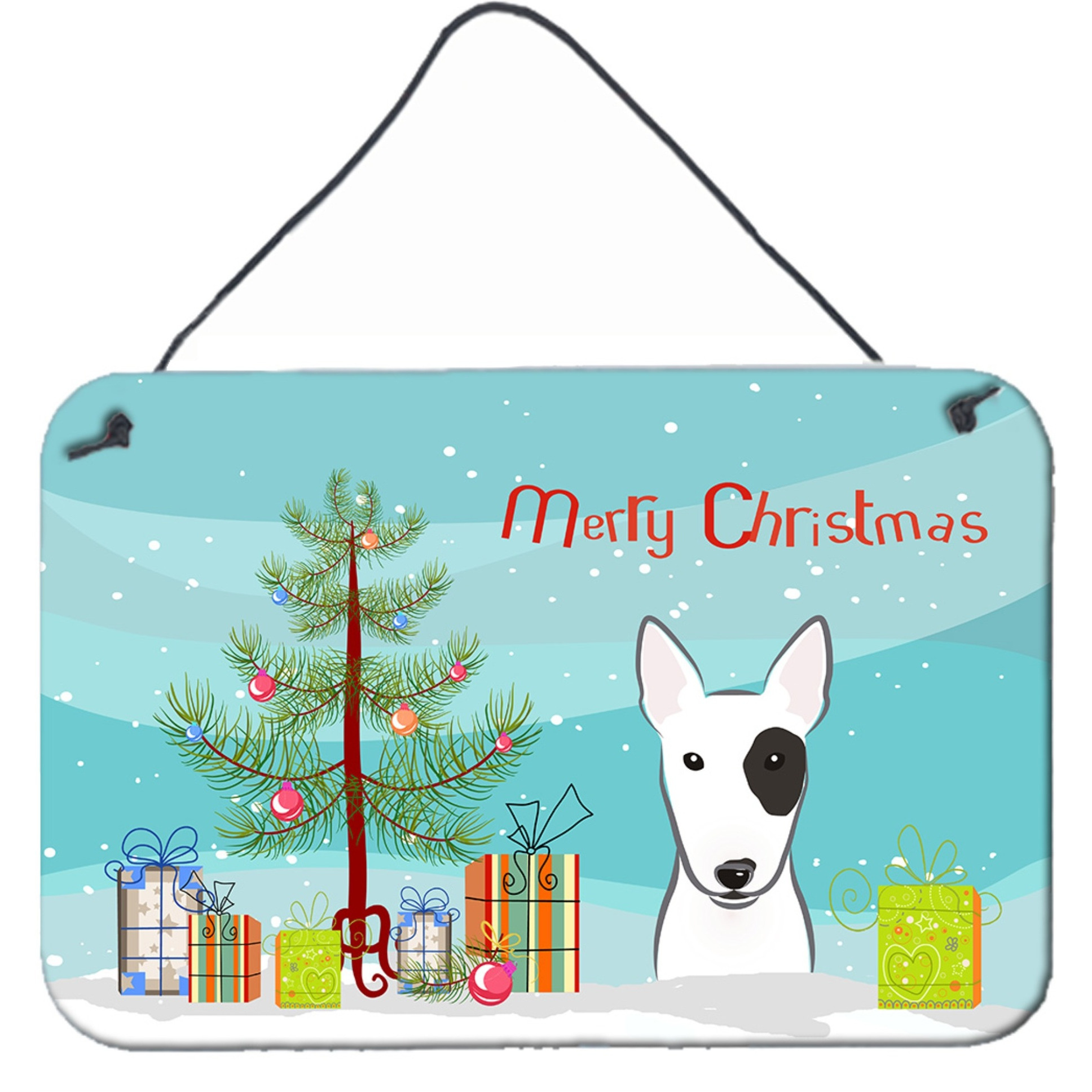 &quotCaroline's Treasures Christmas Tree and Bull Terrier Wall or Door Hanging Prints BB1581DS812, 8HX12W"
