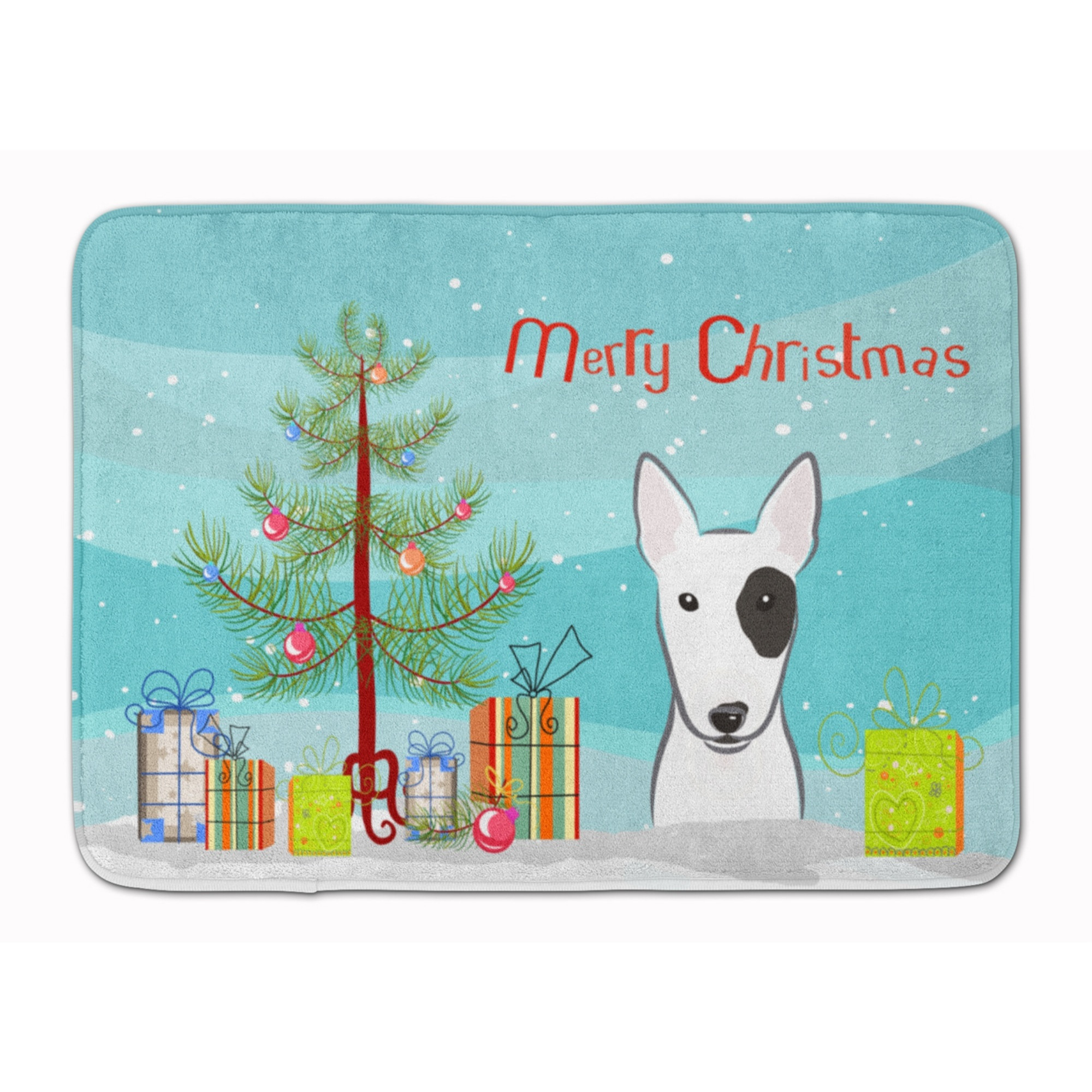 &quotCaroline's Treasures Christmas Tree and Bull Terrier Floor Mat, 19"" x 27"", Multicolor"
