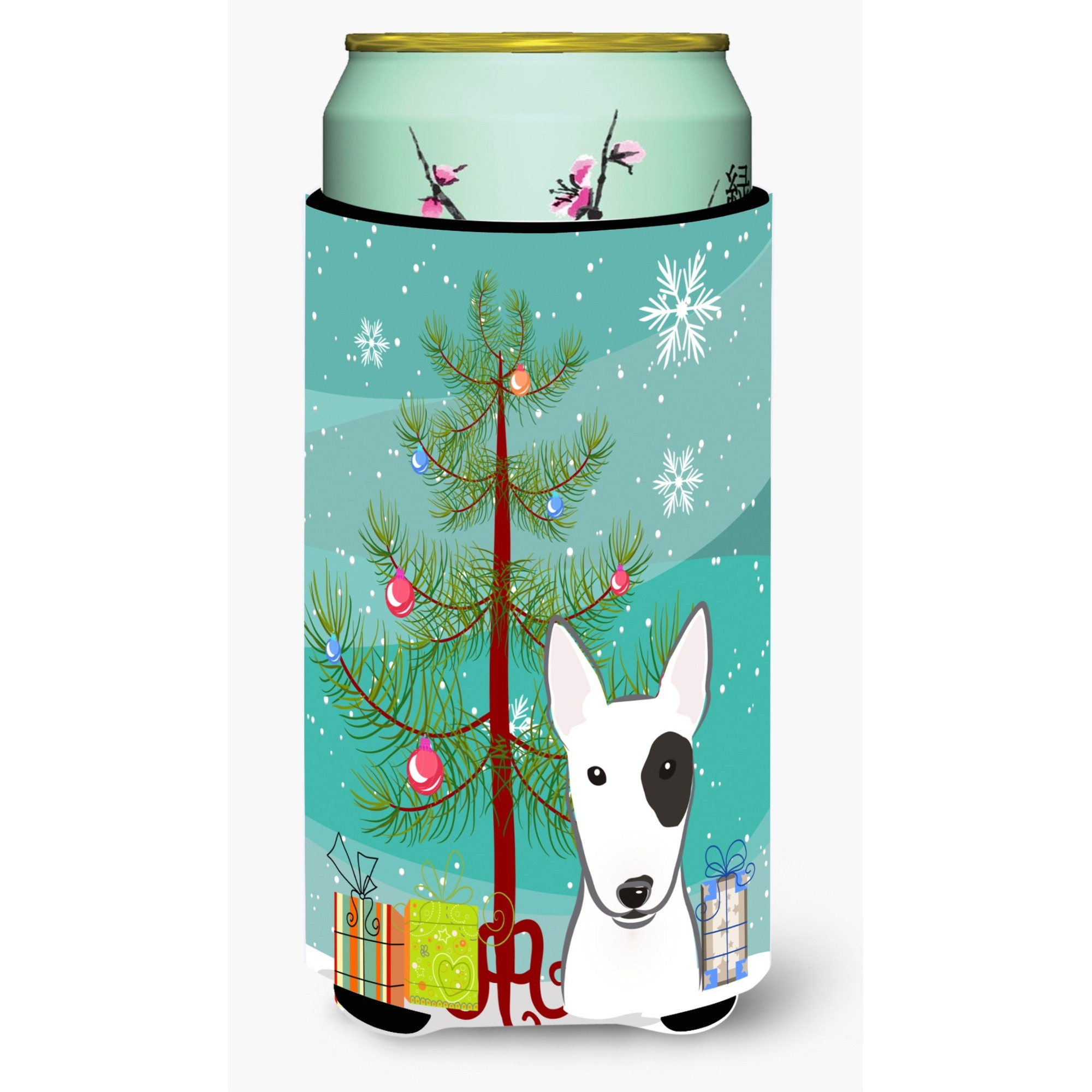 &quotCaroline's Treasures Christmas Tree and Bull Terrier Tall Boy Koozie Hugger, Multicolor"