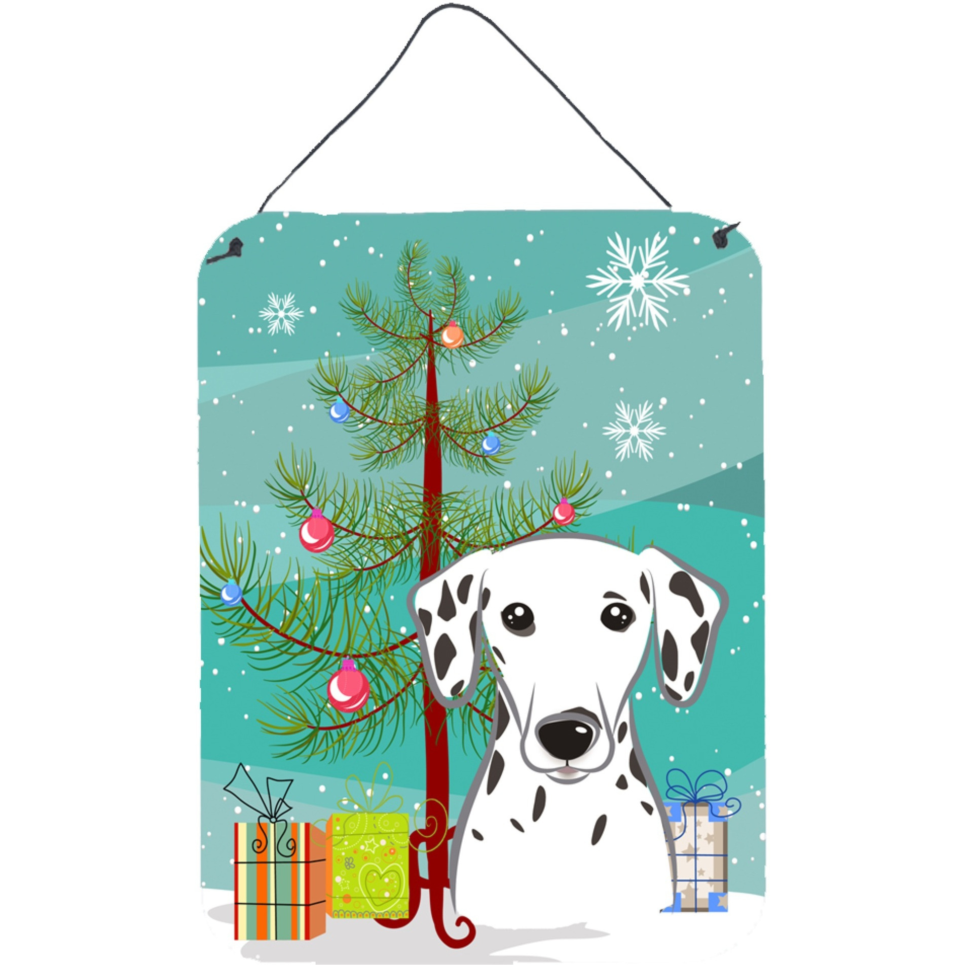&quotCaroline's Treasures Christmas Tree and Dalmatian Wall or Door Hanging Prints BB1582DS1216, 16HX12W, Multicolor"