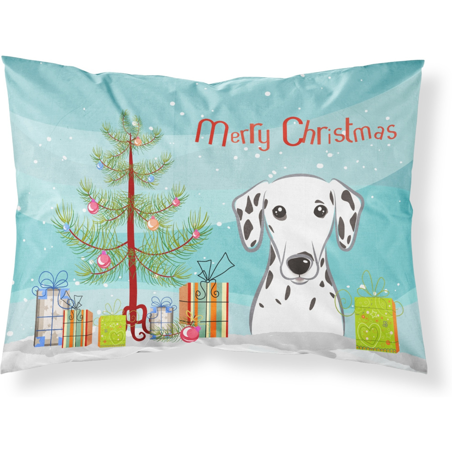 &quotCaroline's Treasures BB1582PILLOWCASE Christmas Tree And Dalmatian Fabric Standard Pillowcase, Large, Multicolor"
