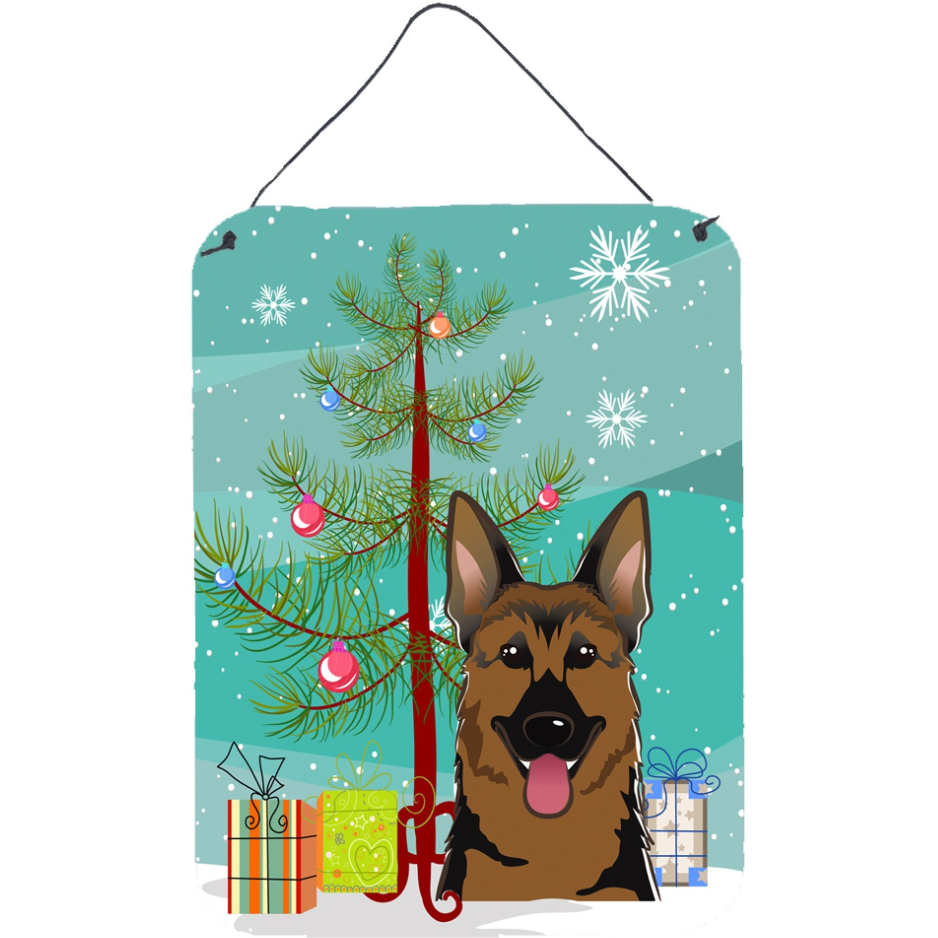 &quotCaroline's Treasures Christmas Tree and German Shepherd Wall or Door Hanging Prints BB1583DS1216, 16HX12W, Multicolor"