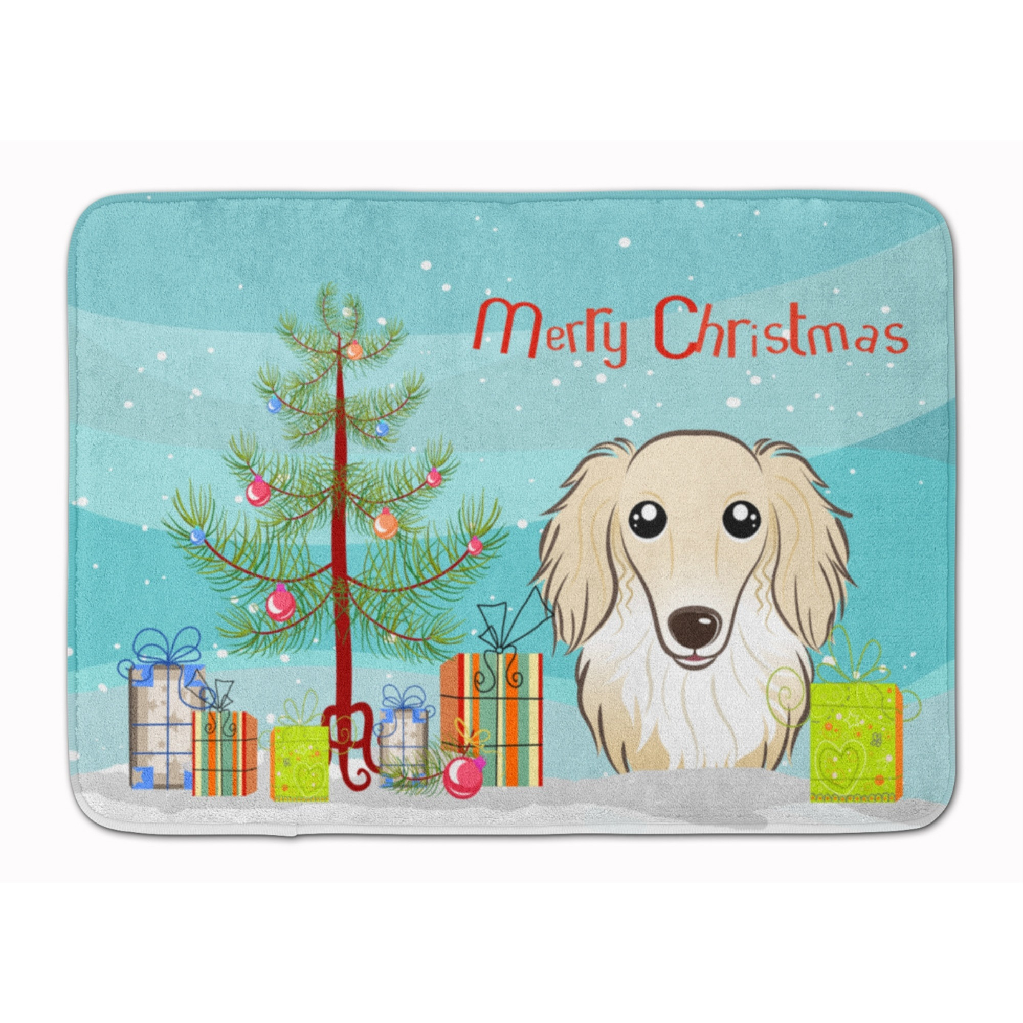 &quotCaroline's Treasures Christmas and Longhair Creme Dachshund Floor Mat, 19"" x 27"", Multicolor"