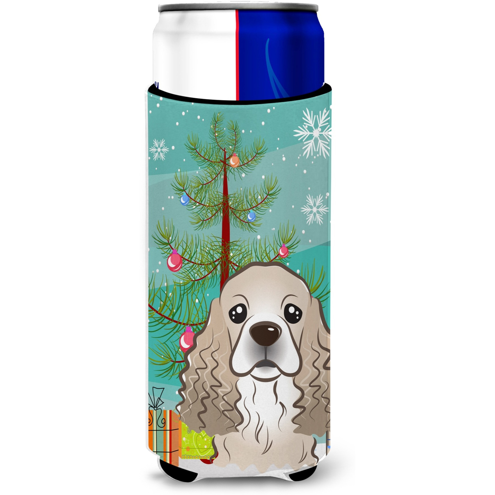 &quotCaroline's Treasures Christmas Tree and Cocker Spaniel Michelob Ultra Koozies for Slim Cans, Multicolor"
