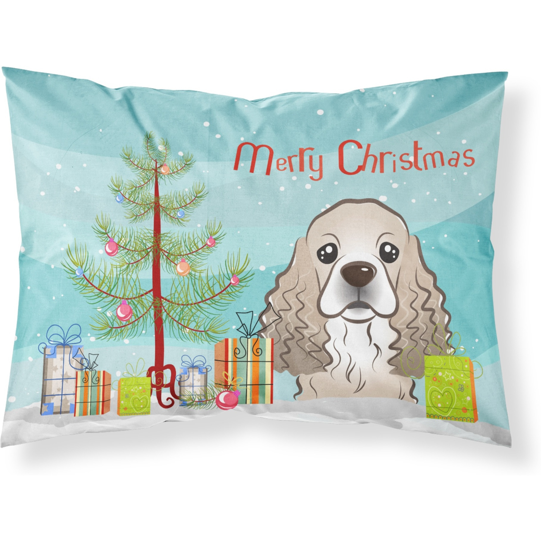 &quotCaroline's Treasures BB1588PILLOWCASE Christmas Tree And Cocker Spaniel Fabric Standard Pillowcase, Large, Multicolor"