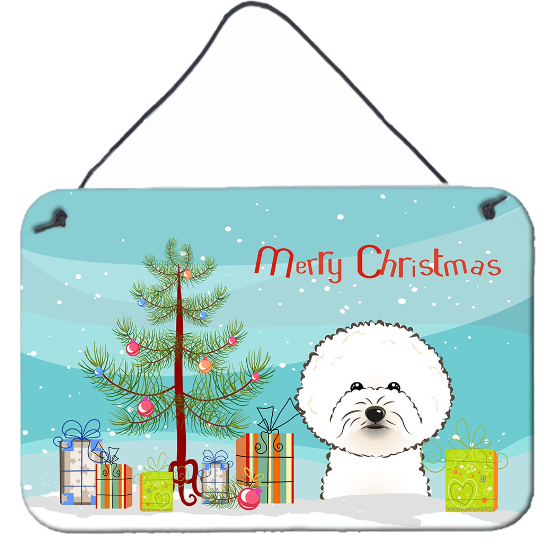 &quotCaroline's Treasures Christmas Tree and Bichon Frise Wall or Door Hanging Prints BB1589DS812, 8HX12W"