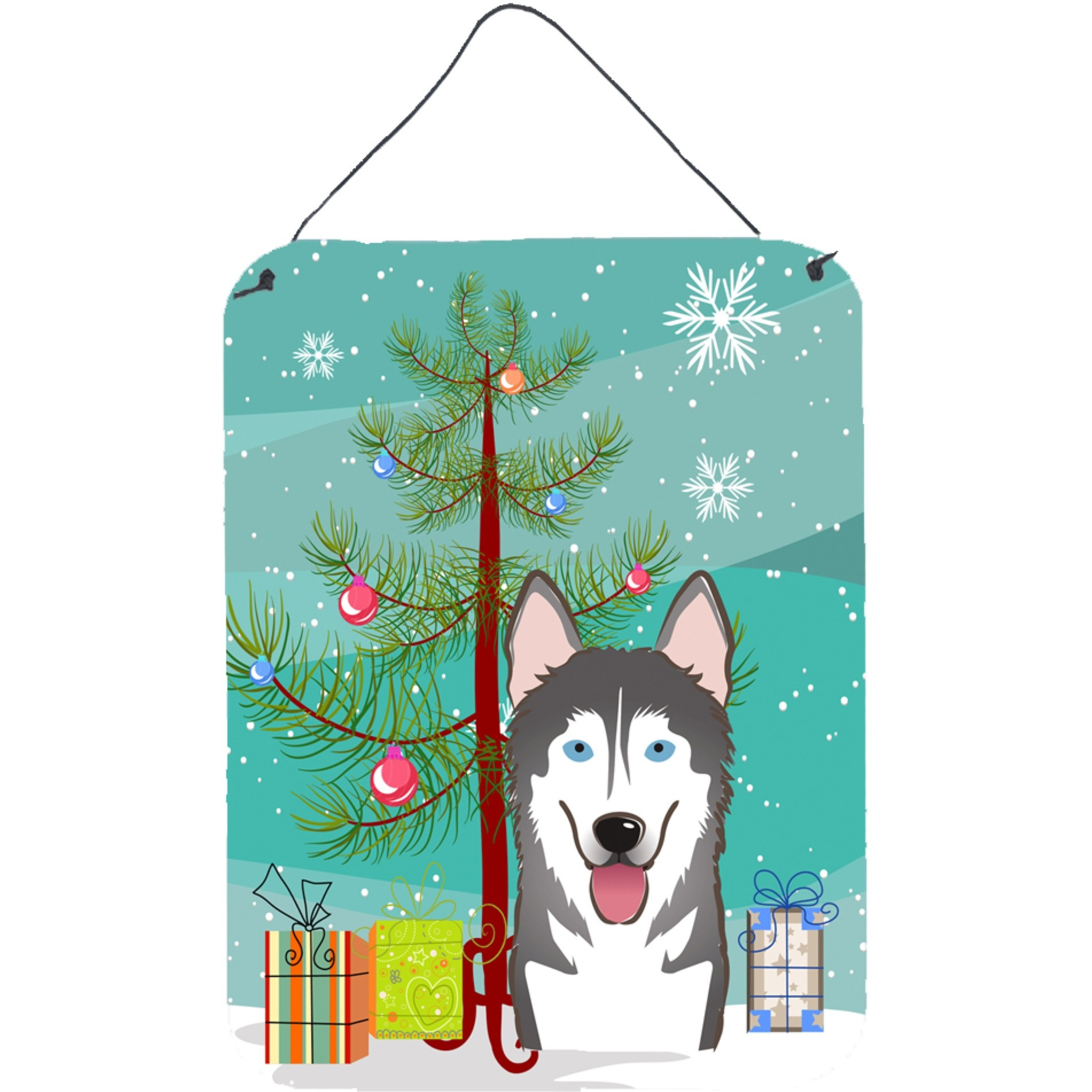 &quotCaroline's Treasures Christmas Tree and Alaskan Malamute Wall or Door Hanging Prints BB1590DS1216, 16HX12W, Multicolor"