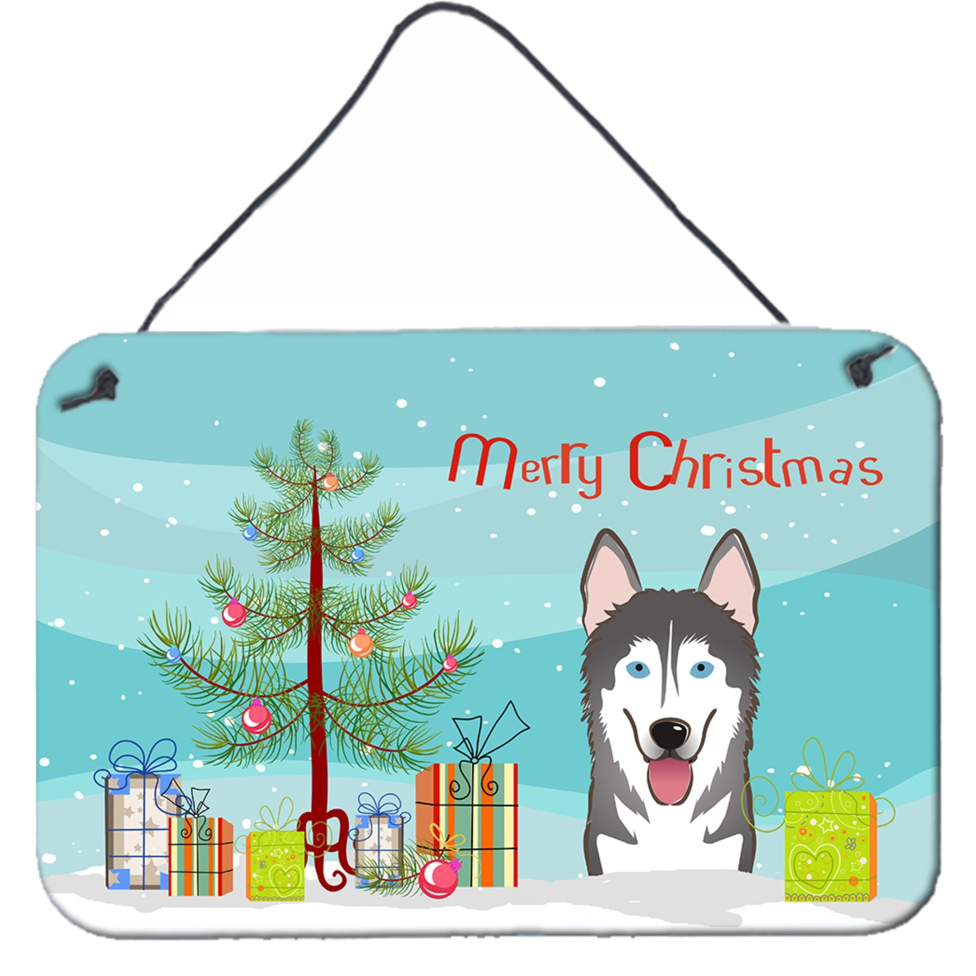 &quotCaroline's Treasures Christmas Tree and Alaskan Malamute Wall or Door Hanging Prints BB1590DS812, 8HX12W"