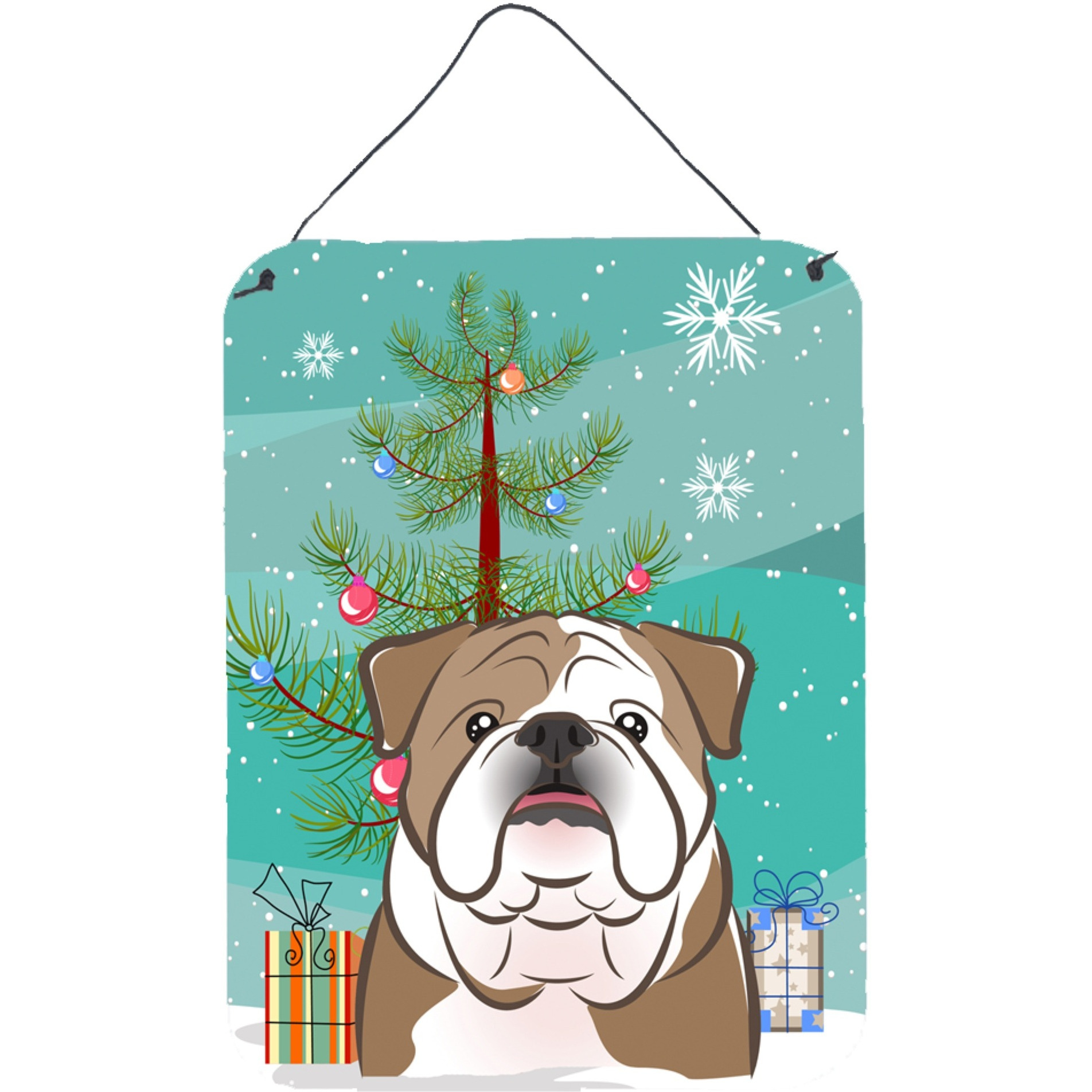 &quotCaroline's Treasures Christmas Tree and English Bulldog Wall or Door Hanging Prints BB1591DS1216, 16HX12W, Multicolor"