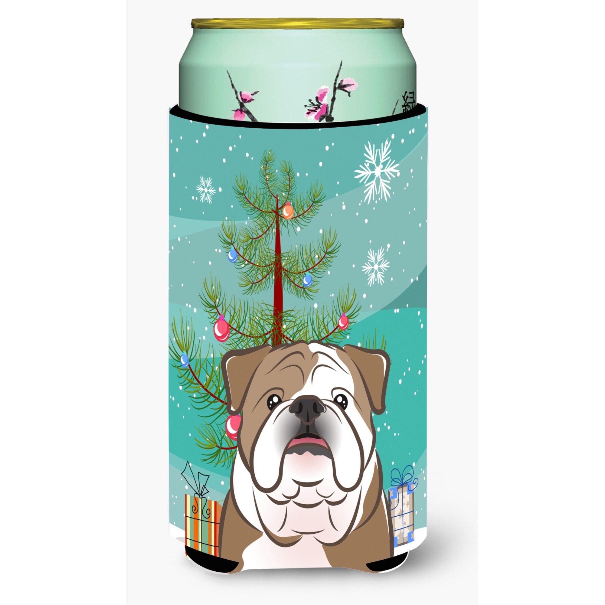 &quotCaroline's Treasures Christmas Tree and English Bulldog Tall Boy Koozie Hugger, Multicolor"