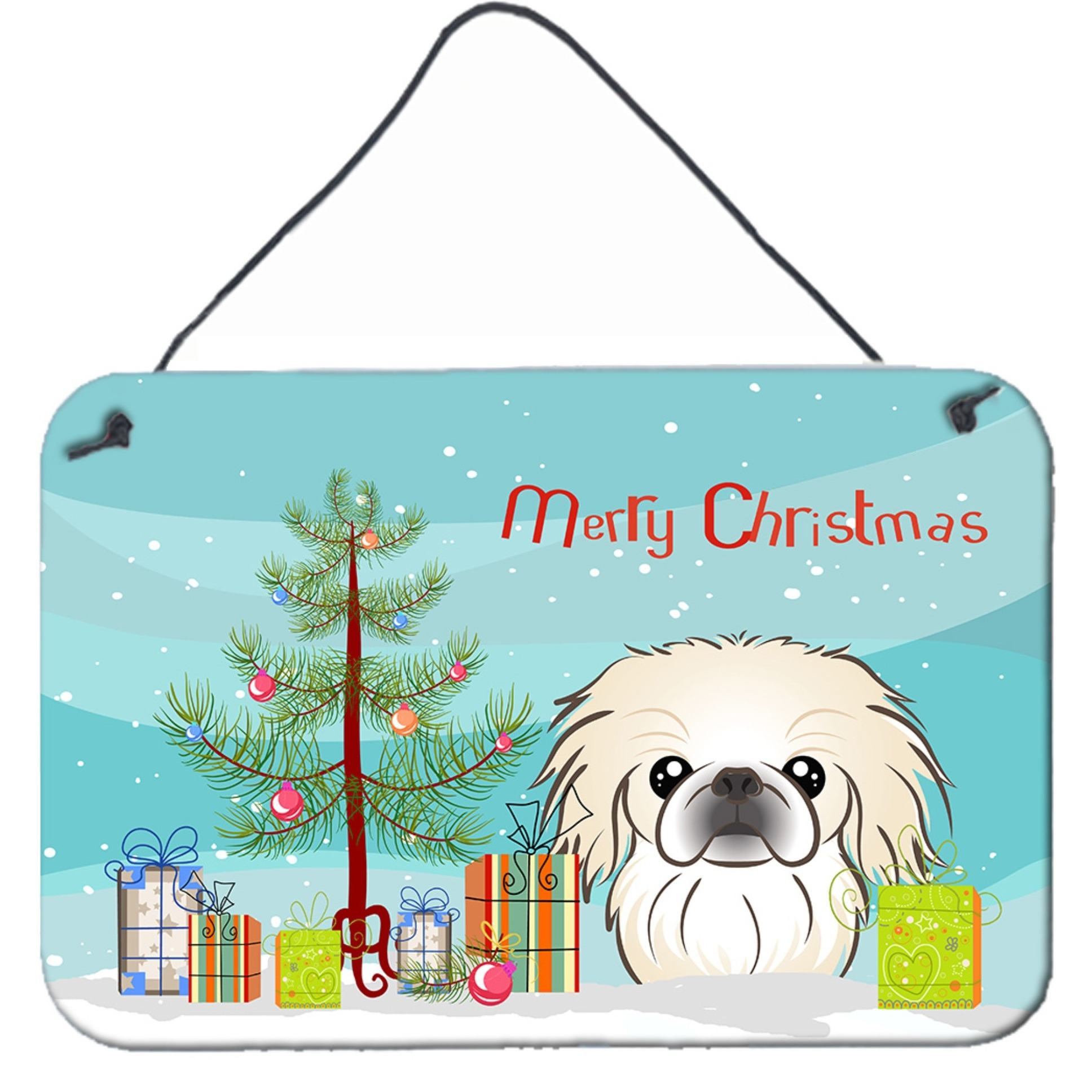&quotCaroline's Treasures Christmas Tree and Pekingese Wall or Door Hanging Prints BB1593DS812, 8HX12W"