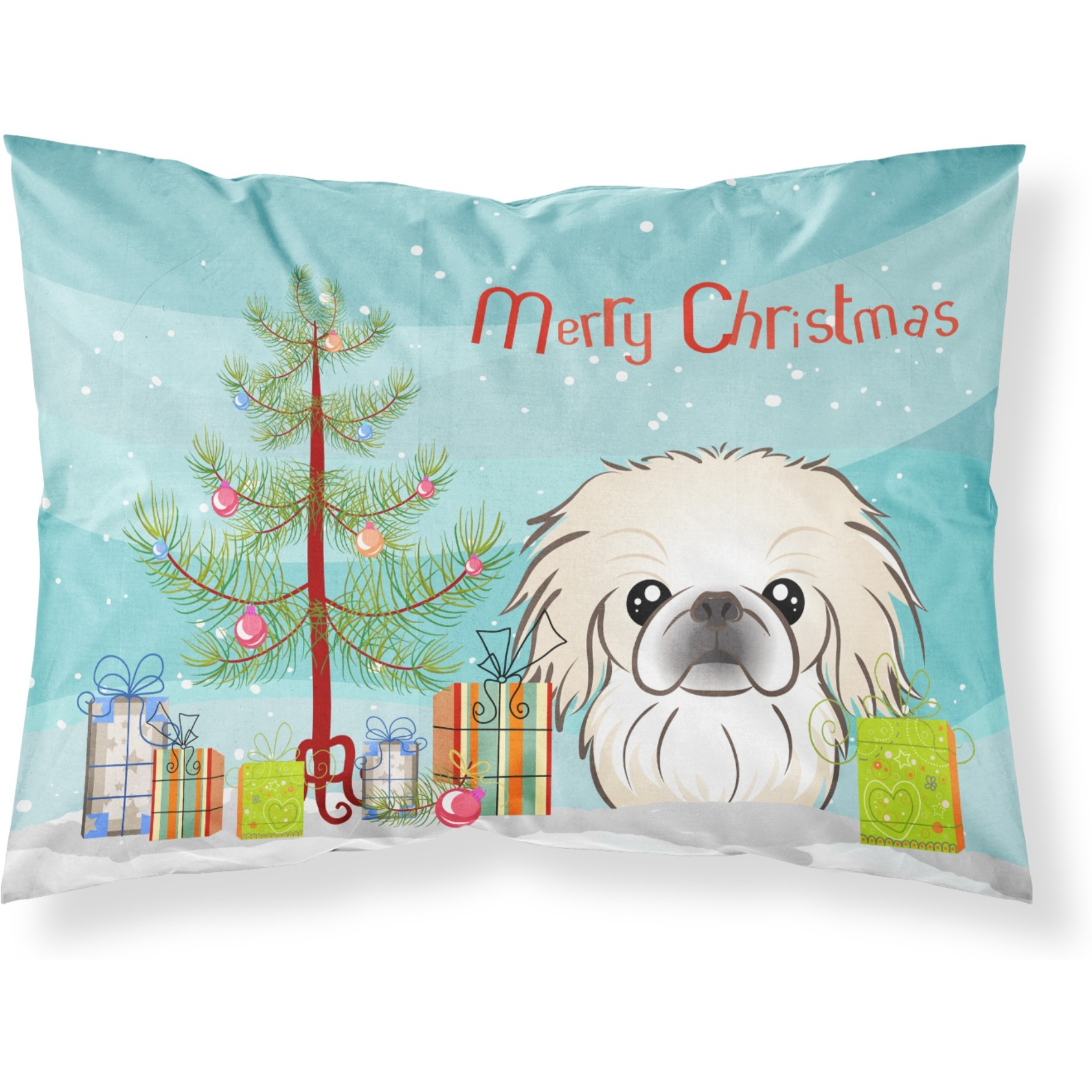 &quotCaroline's Treasures BB1593PILLOWCASE Christmas Tree And Pekingese Fabric Standard Pillowcase, Large, Multicolor"
