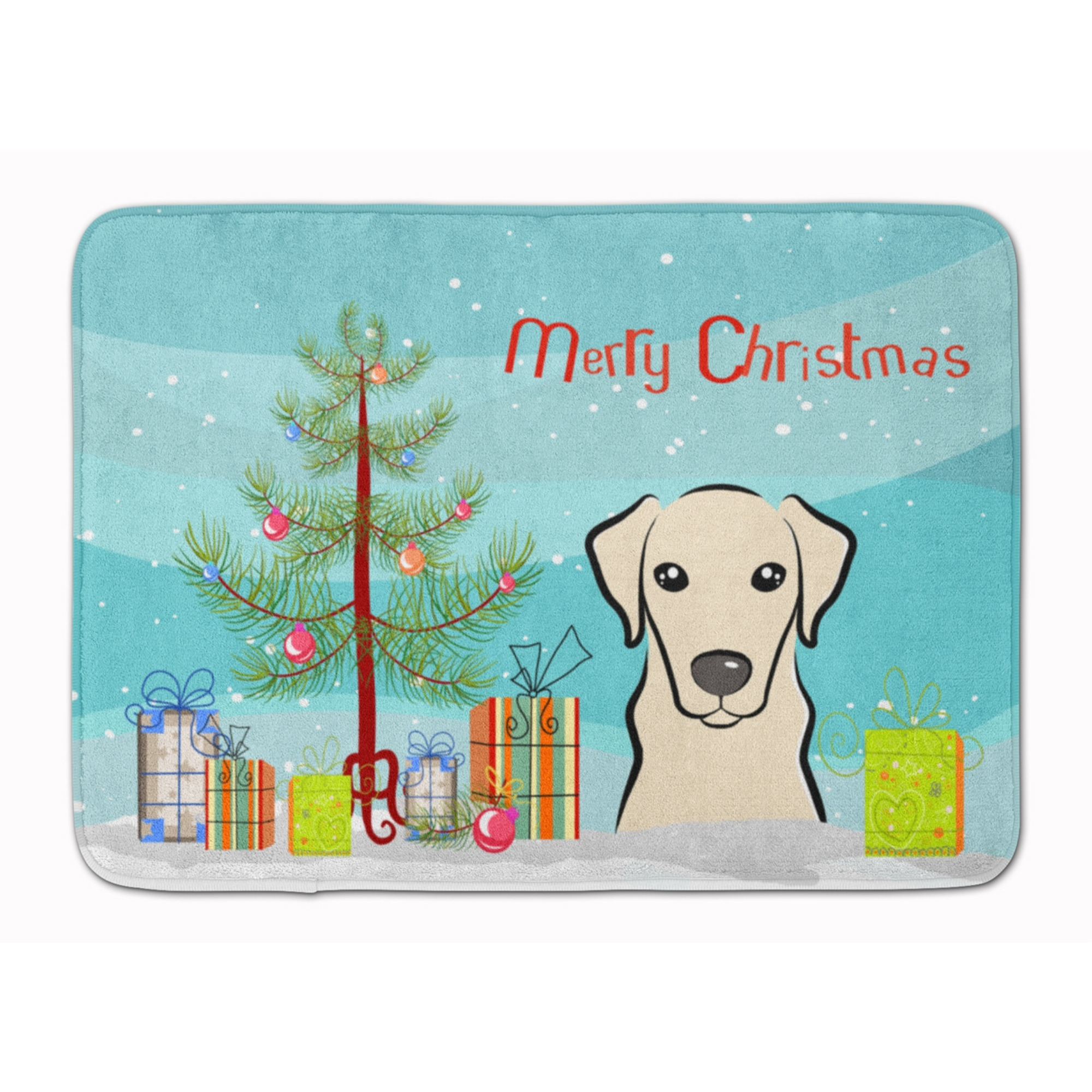 &quotCaroline's Treasures Christmas Tree and Yellow Labrador Floor Mat, 19"" x 27"", Multicolor"